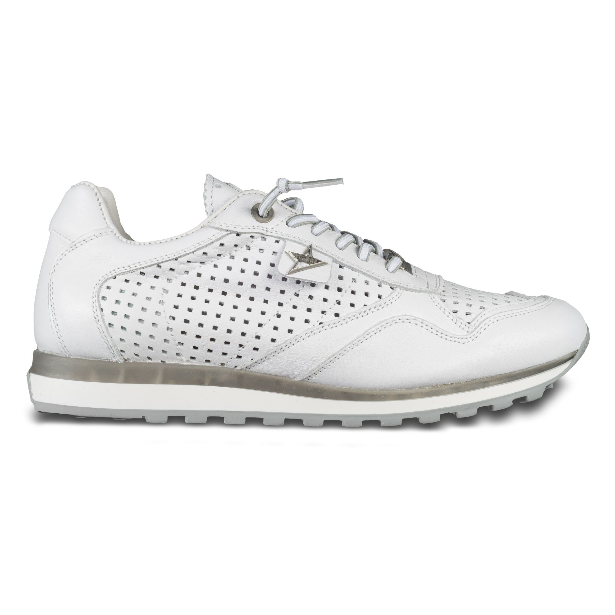 Cetti Herren Sneaker weiß, Kalbsleder perforiert (C-848 nature blanco) Sneaker Gefertigt in Spanien