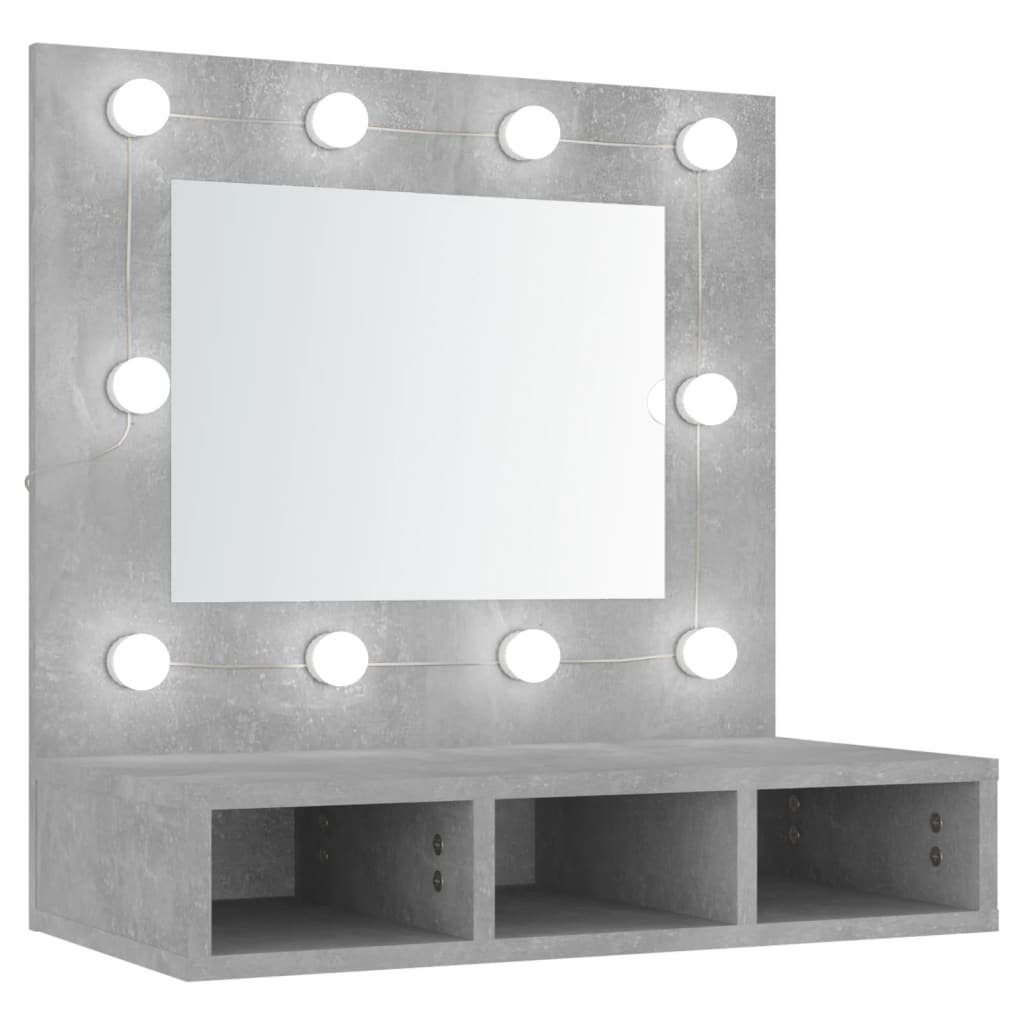 vidaXL Badezimmerspiegelschrank (1-St) mit Spiegelschrank 60x31,5x62 Betongrau LED cm