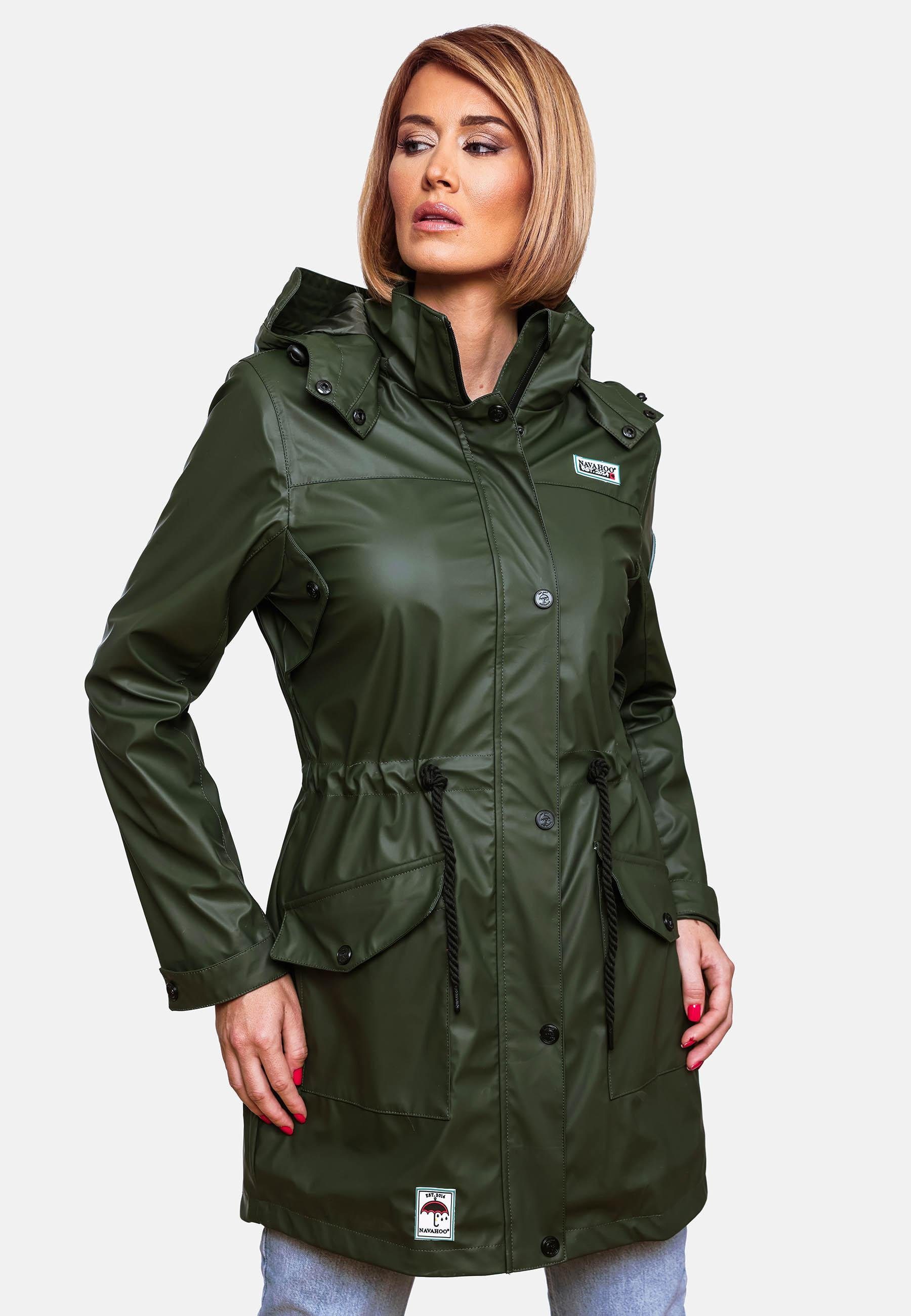 Navahoo Outdoorjacke Outdoor Regenmantel Deike olivgrün Damen modischer