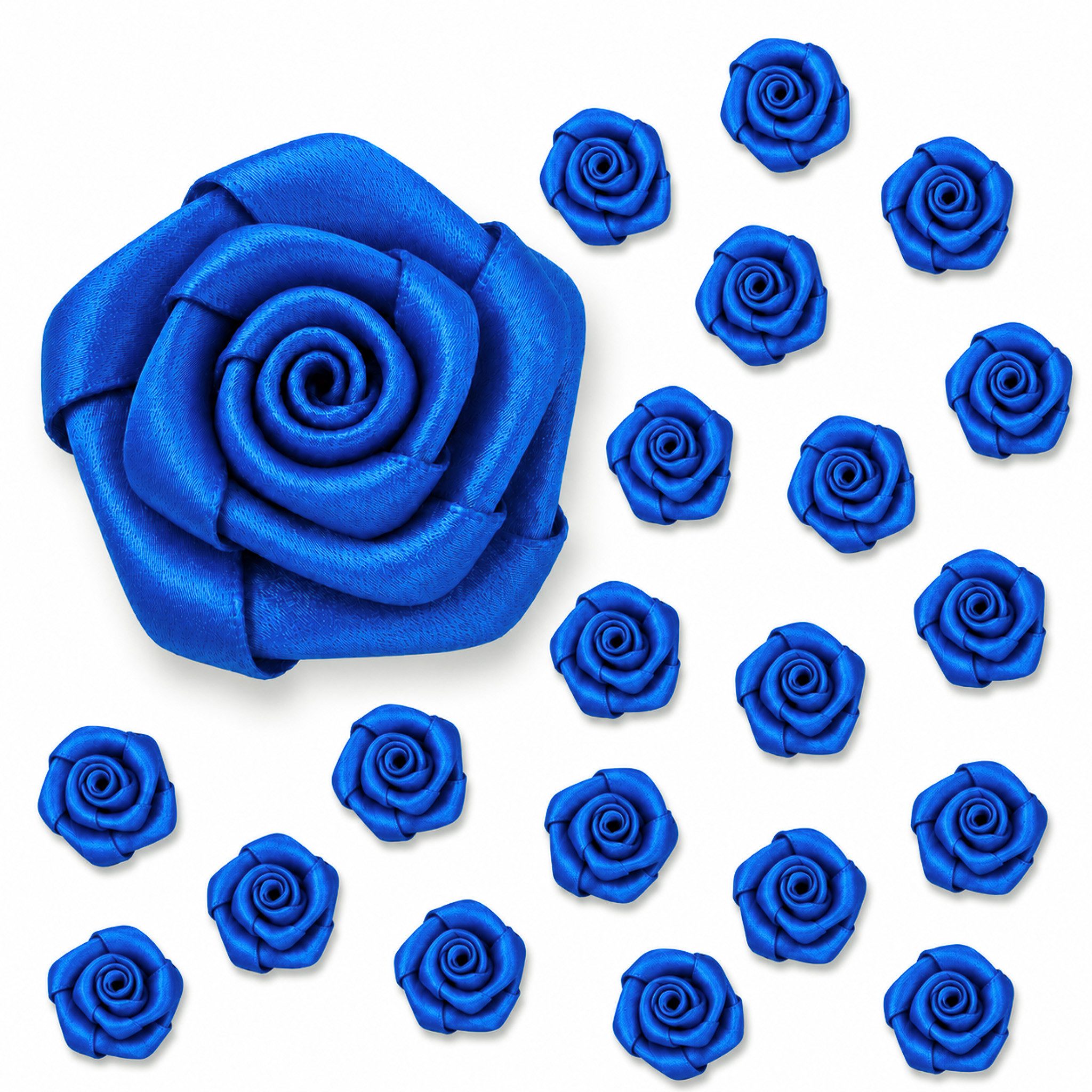 Creativery Streudeko, Satinrosen 2cm zum Basteln & Aufnähen 20 Stück Blau
