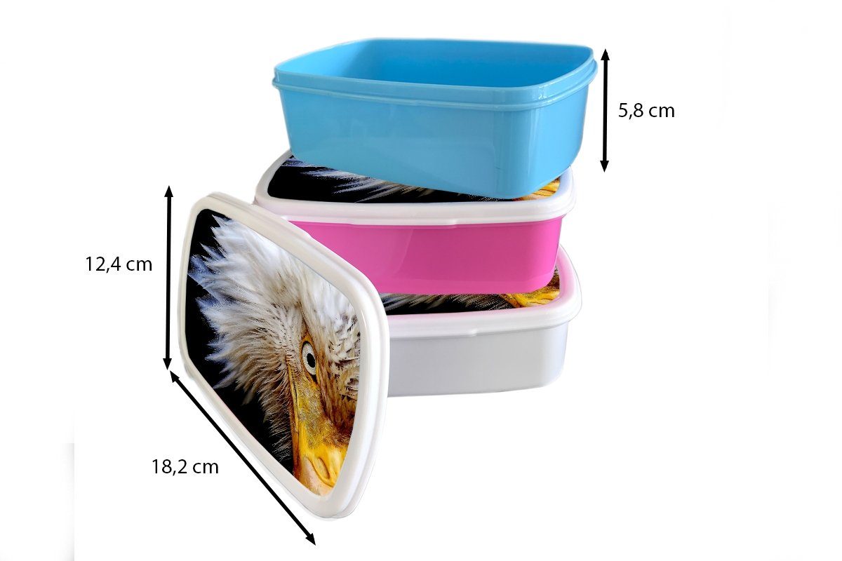 (2-tlg), Brotdose, Erwachsene, Kinder und - für MuchoWow Brotbox Vogel Auge für Jungs und Mädchen Kunststoff, weiß - Schnabel, Lunchbox