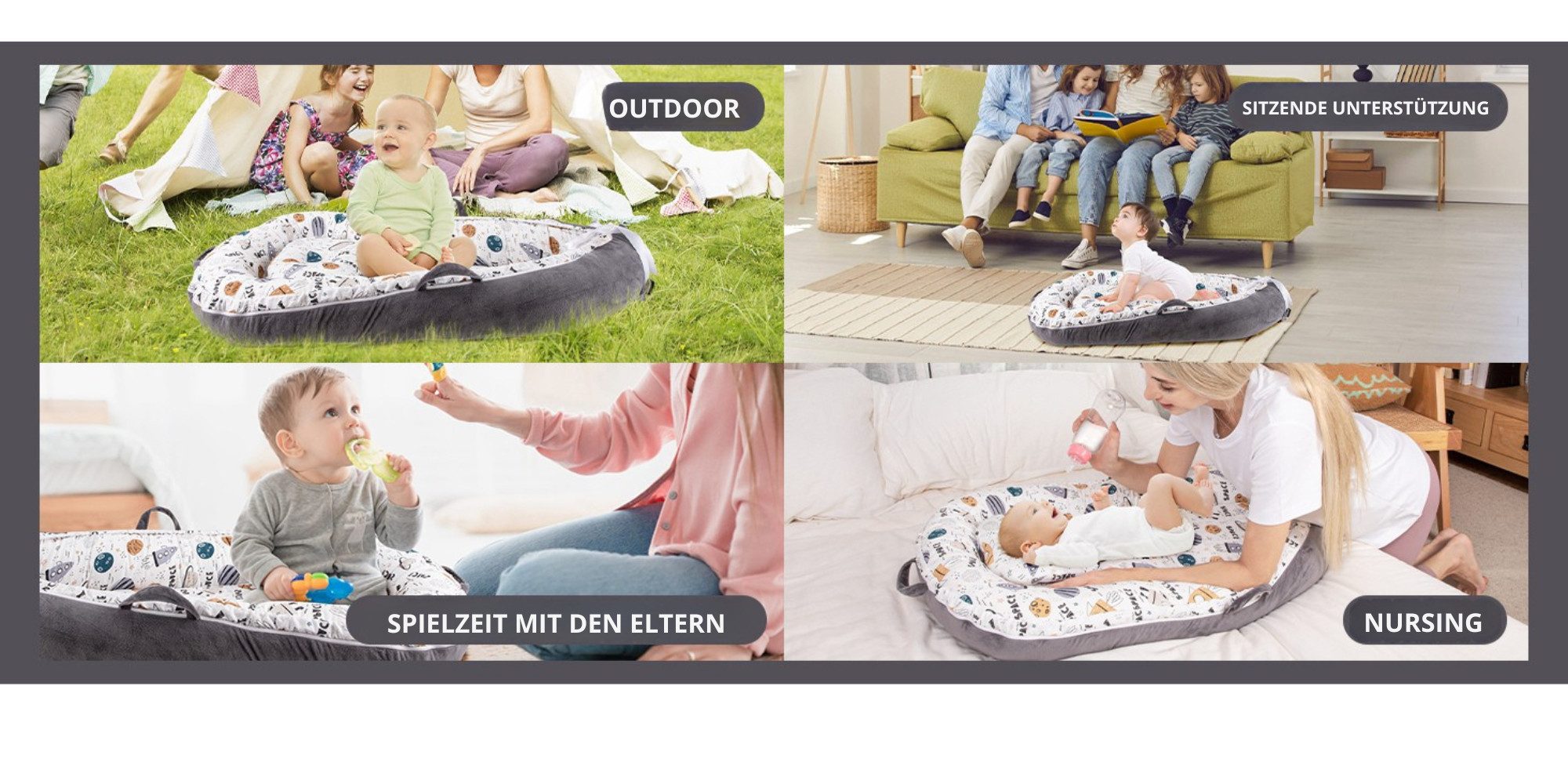 Vivitar Bettnestchen für Neugeborene, tragbare und verstellbare Baby-Liege, (tragbar, größenverstellbar, weiche Auflage für Neugeborene, mit Reversible 100% Baumwolle und Samt Abdeckung), für 0-12 Monate Jungen Mädchen, Baby Essentials für die Reise