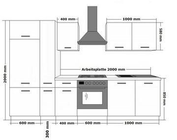 Küchen-Preisbombe Küchenzeile Toni 290 cm Küche Küchenblock Singleküche Einbauküche