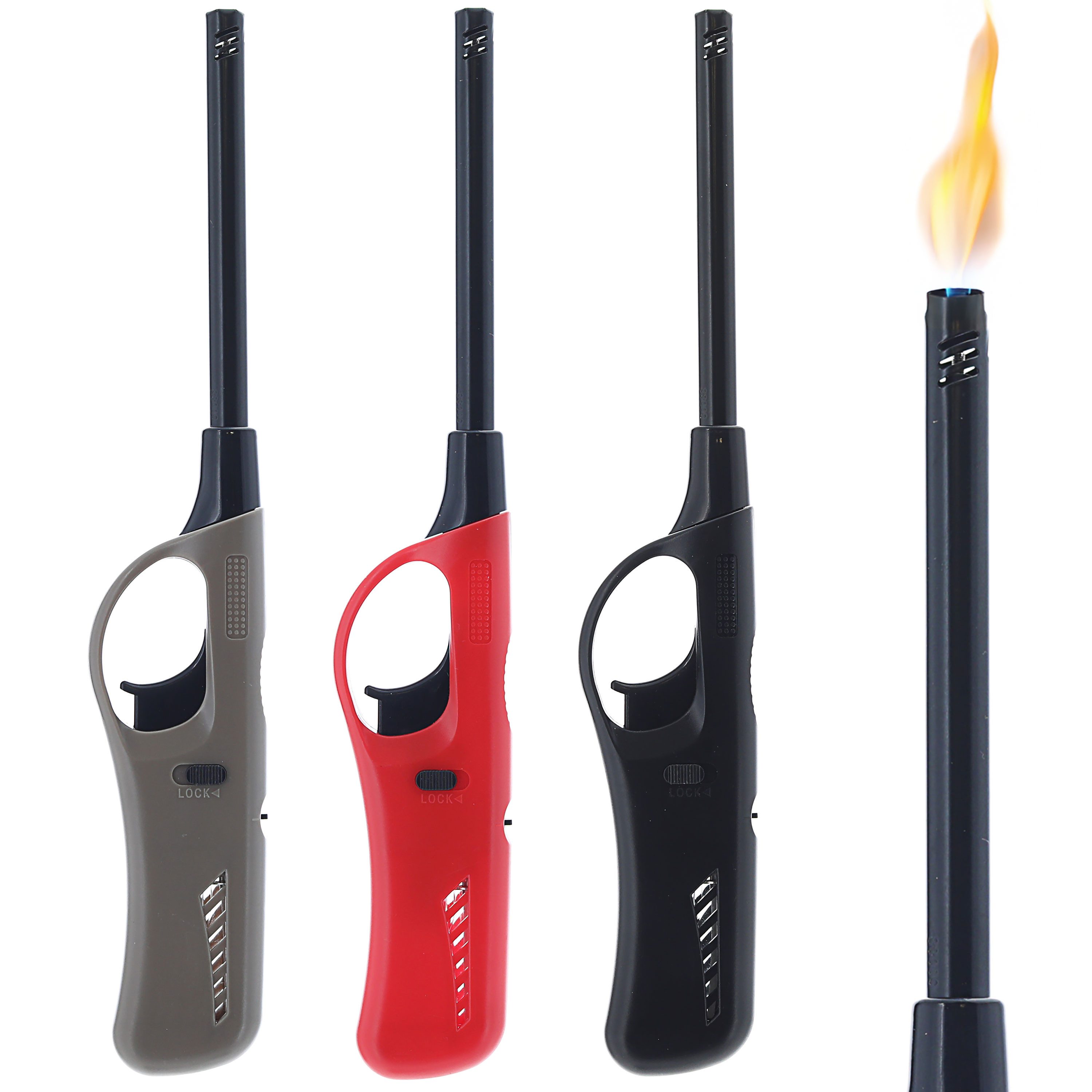 Feuerzeug Stabfeuerzeug 3er Set ABS Eisen 4,5x27x2cm nachfüllbar regulierbar
