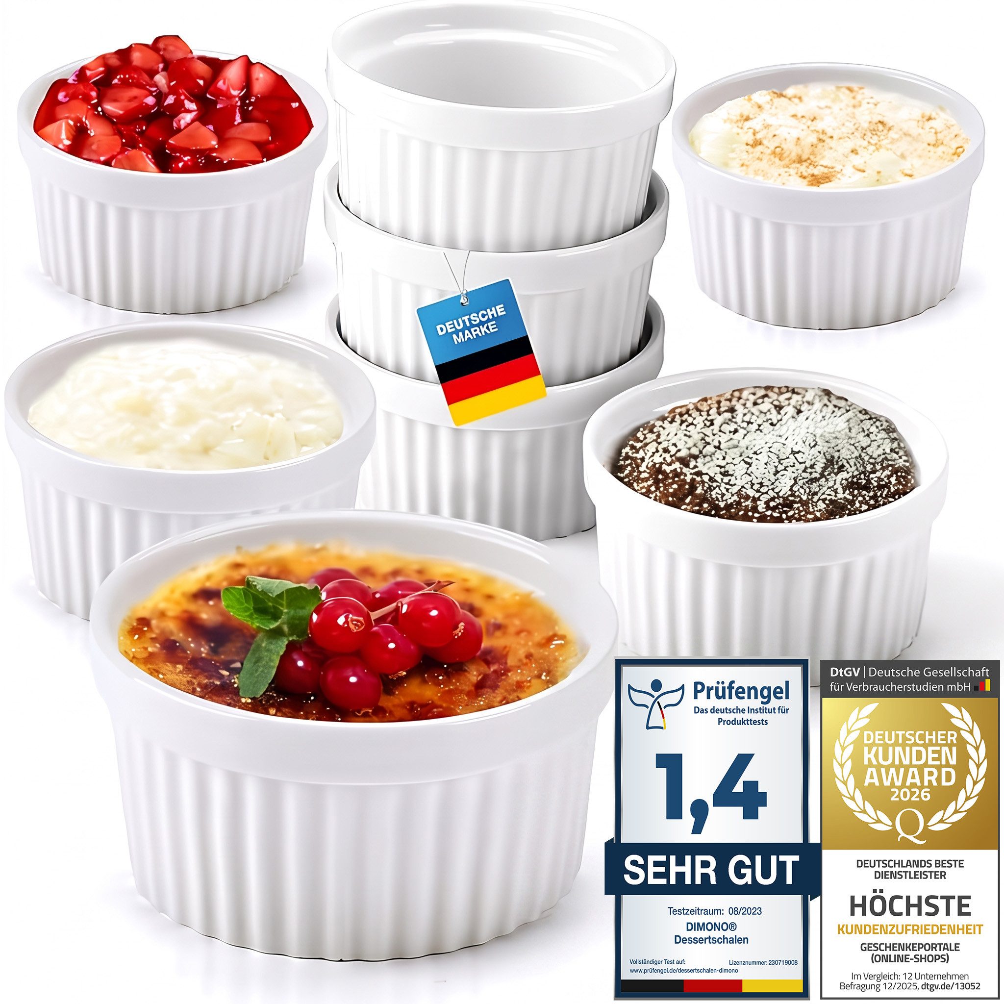 Dimono Dessertschale DIMONO Crème-Brûlée, Weiß