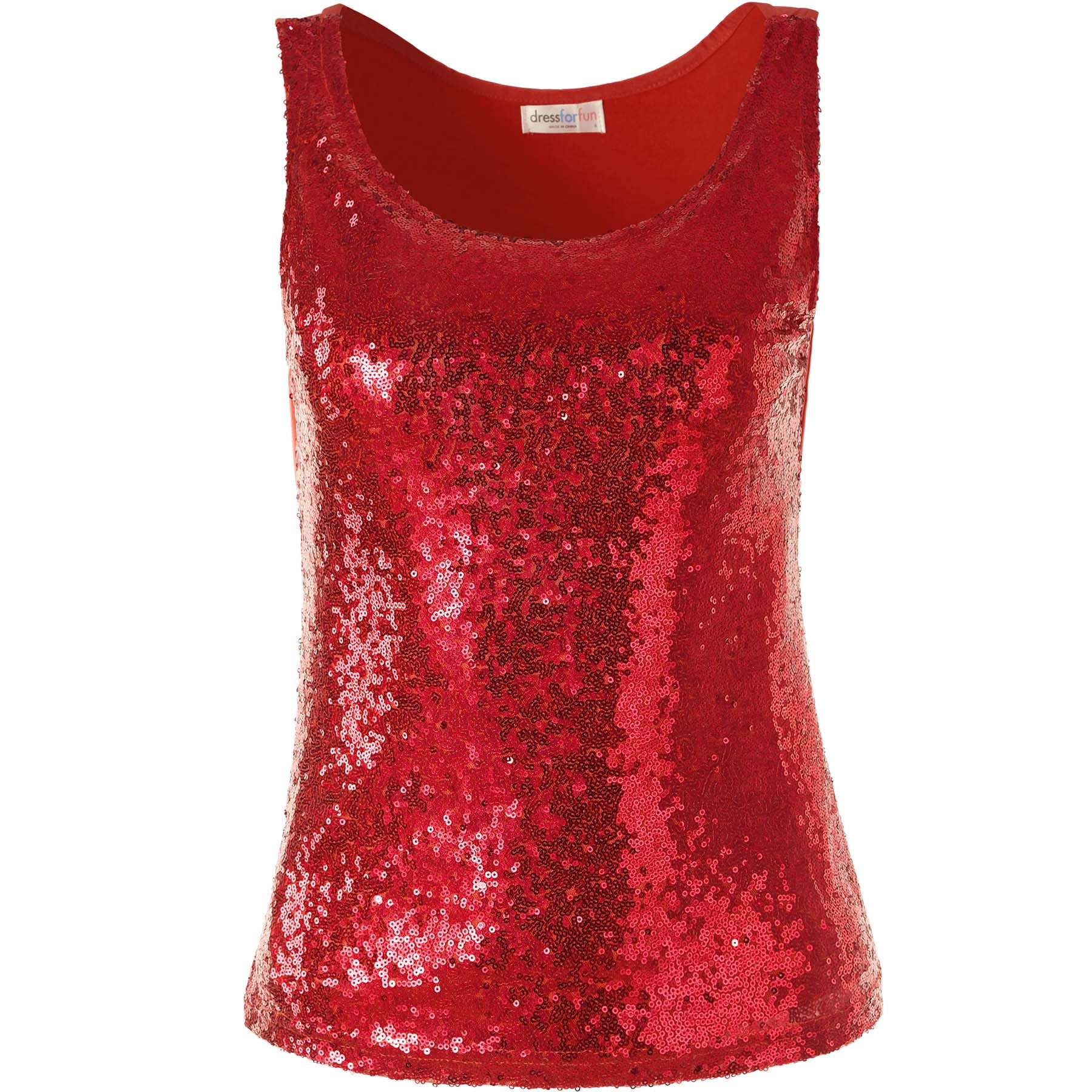 dressforfun T-Shirt Kurzarmtop, Damen-Träger-Top, Rundhalsausschnitt, hoher Komfort (Freizeitoberteil, Konfektionsgröße L in bordeaux) Vorn mit glänzenden Paill – Bild 2 von 5