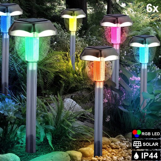Dekolicht, 6er Set RGB LED Solar Steck Leuchten