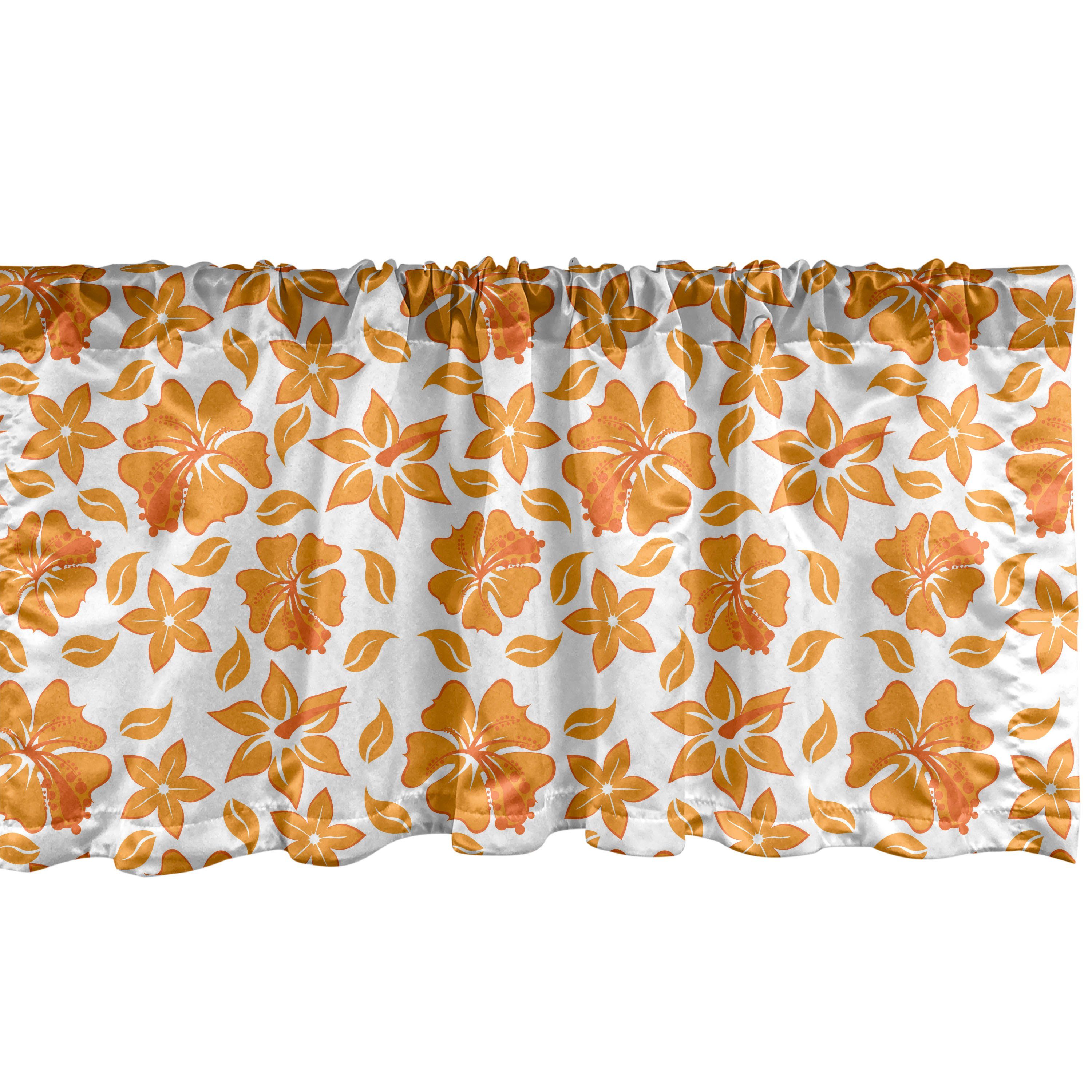 Scheibengardine Vorhang Volant für Küche Schlafzimmer Dekor mit Stangentasche, Abakuhaus, Microfaser, Garten Hibiscus blühen