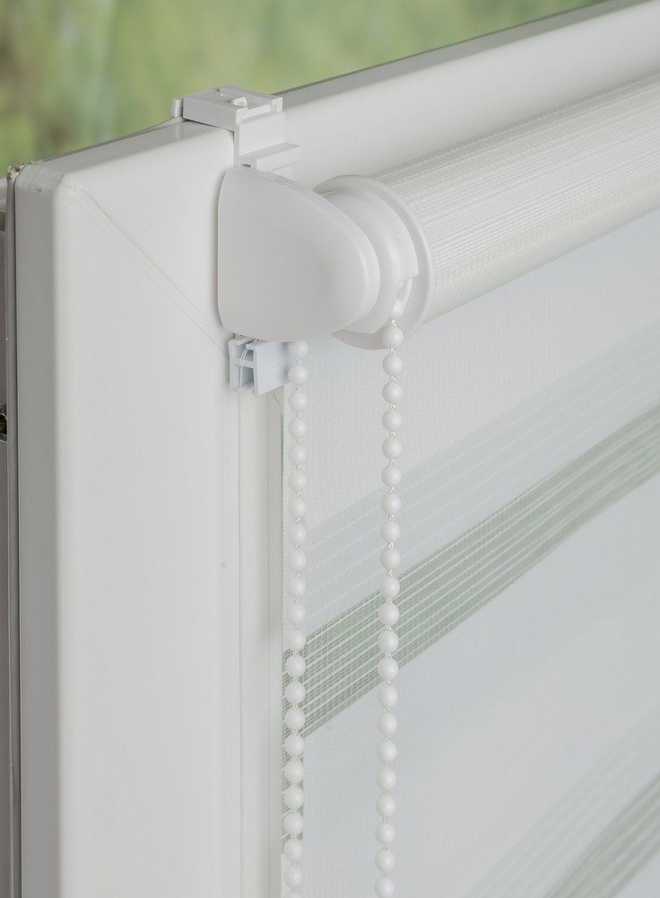 Doppelrollo, MDEKOR, Pflegeleichtes Rollo, stufenlos verstellbar, einfache Montage, Weiß 42x150 cm