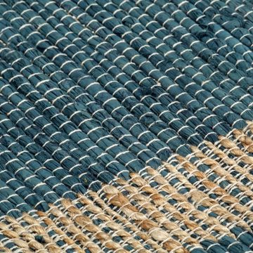 Teppich Teppich Handgefertigt Jute Blau 80x160 cm, vidaXL, Rechteckig