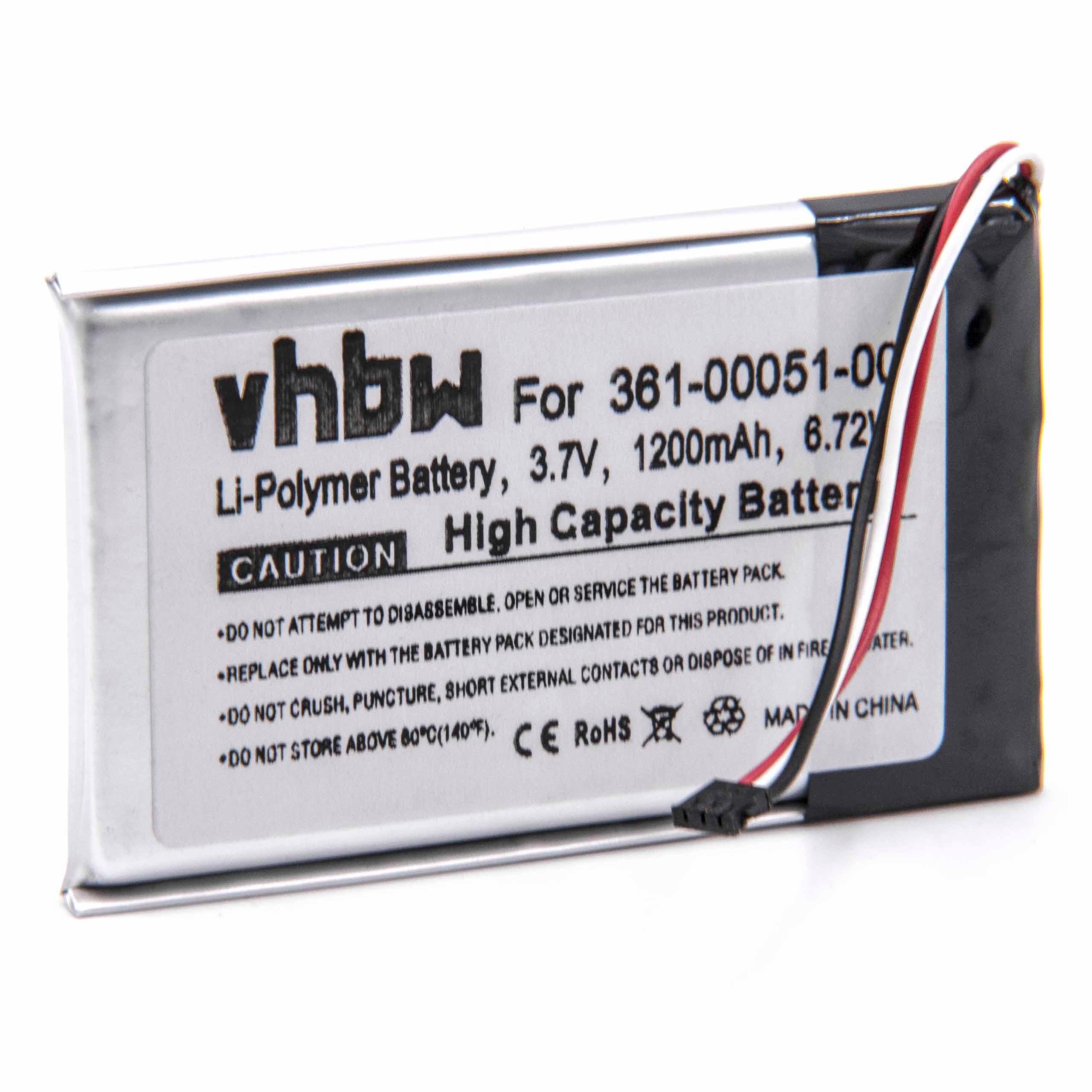 vhbw kompatibel mit Garmin Dezl 560 LMT, 560LMTF, 560 LT, 560 LM Akku Li-Ion 1200 mAh (3,7 V)