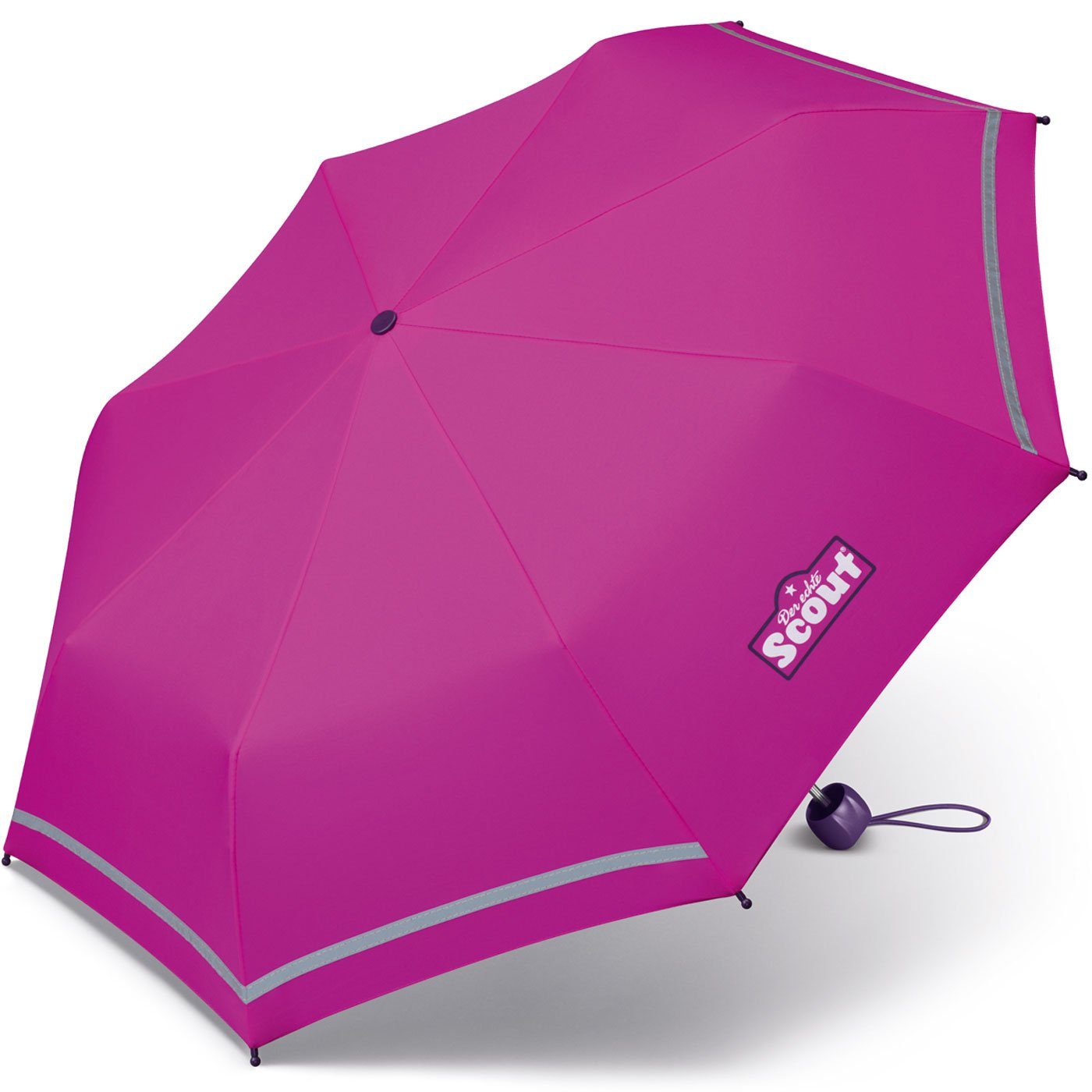 Mini reflektierend, leicht Taschenregenschirm Basic Scout Kinderschirm pink