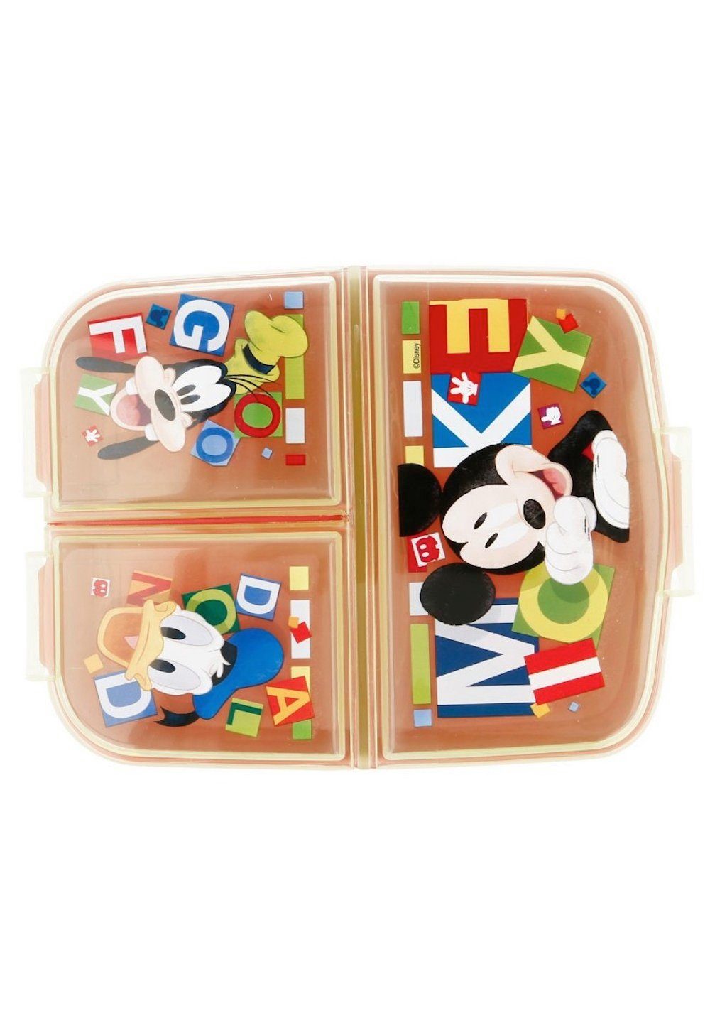 Disney Mickey Mouse Lunchbox Brotdose BPA-frei Mouse, 3 mit Fächern, Mickey Vesperdose
