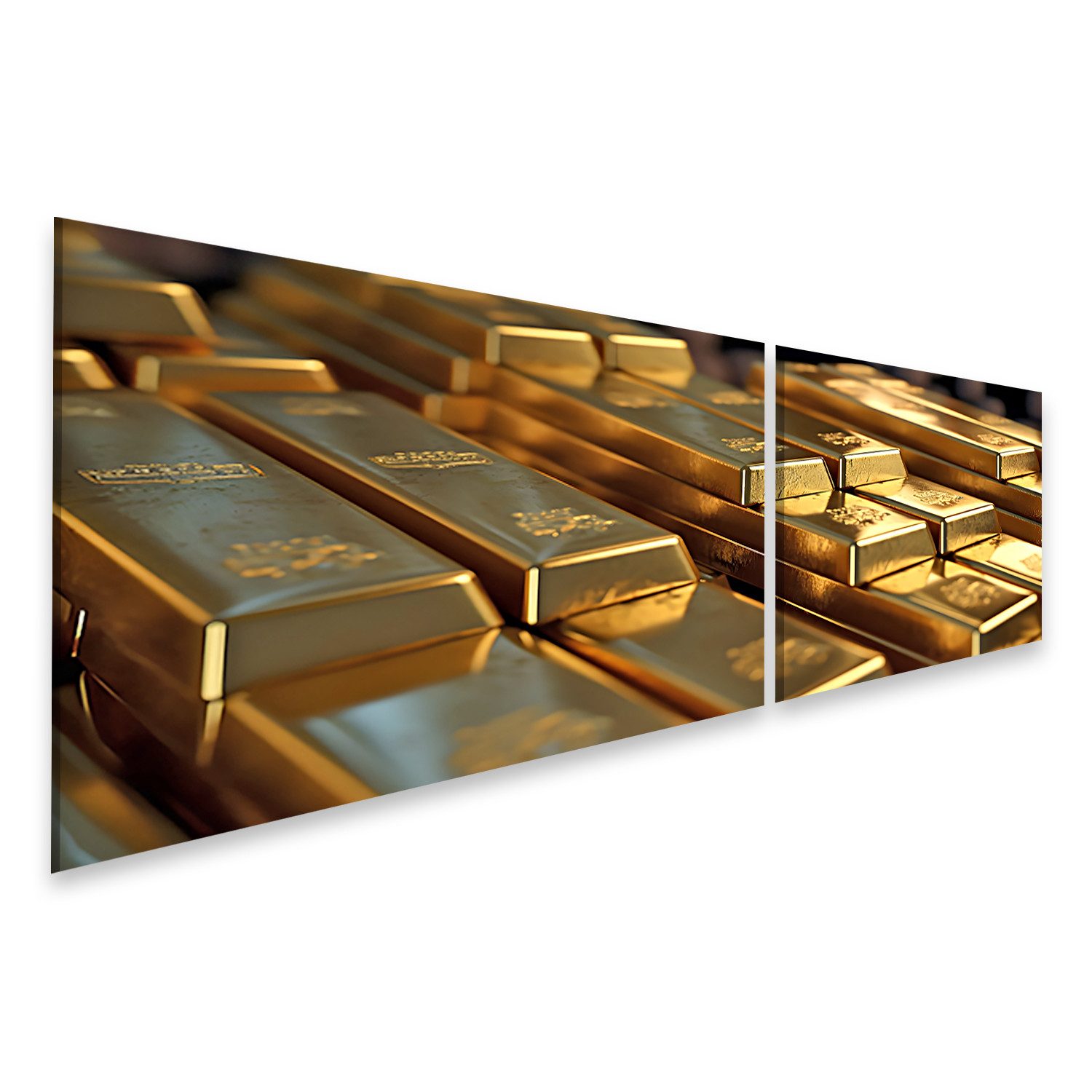 islandburner Leinwandbild Goldbarren Sammlung Reichtum Hintergrund Glanz und Luxus Wandbild