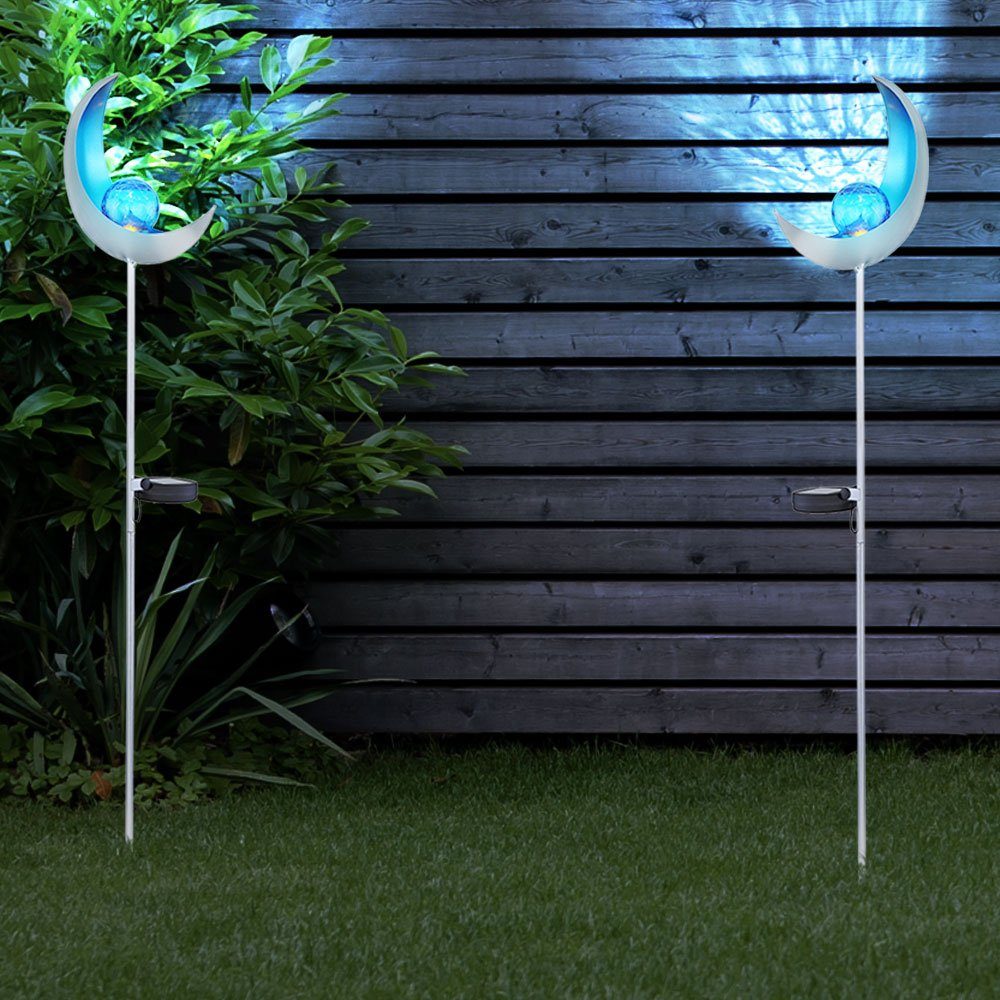 Solar Garten Gartendeko LED-Leuchtmittel Kaltweiß, Mond etc-shop Solarlampe fest Fackeln verbaut, Außen-Stehlampe, LED