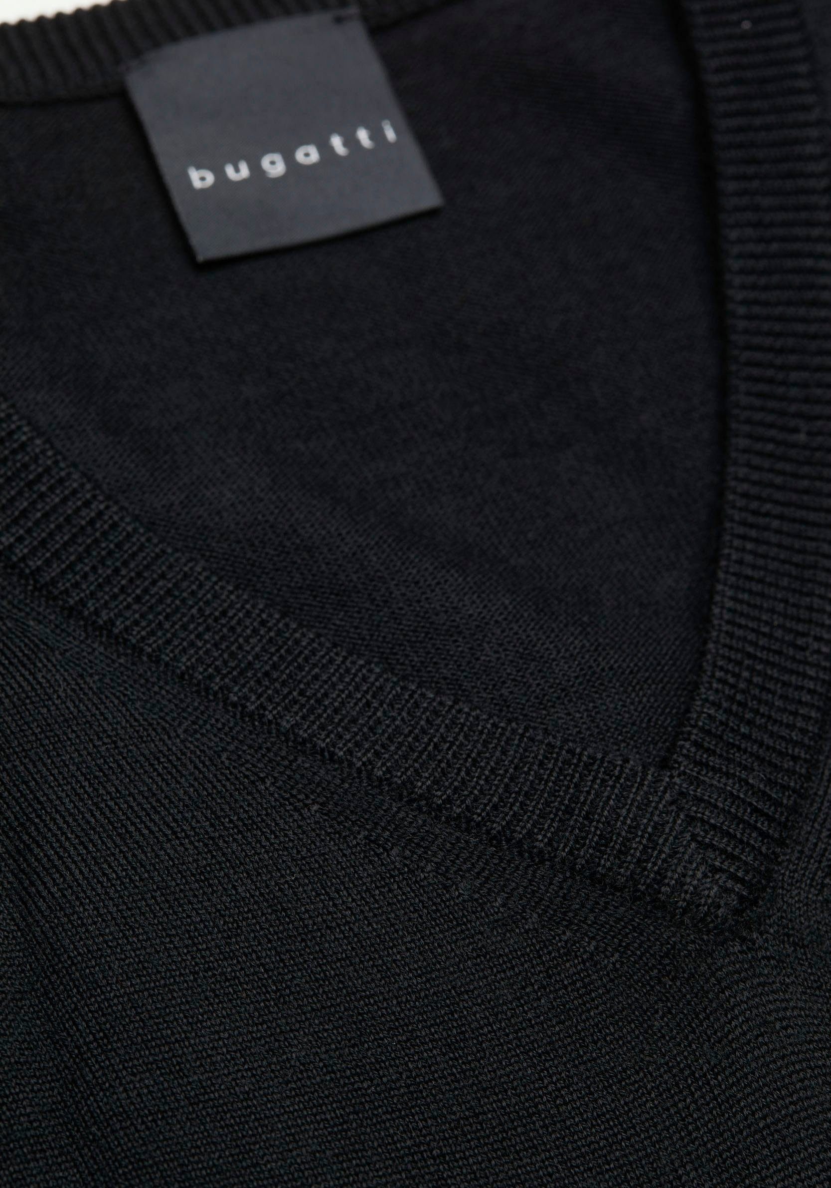 schwarz V-Ausschnitt-Pullover bugatti