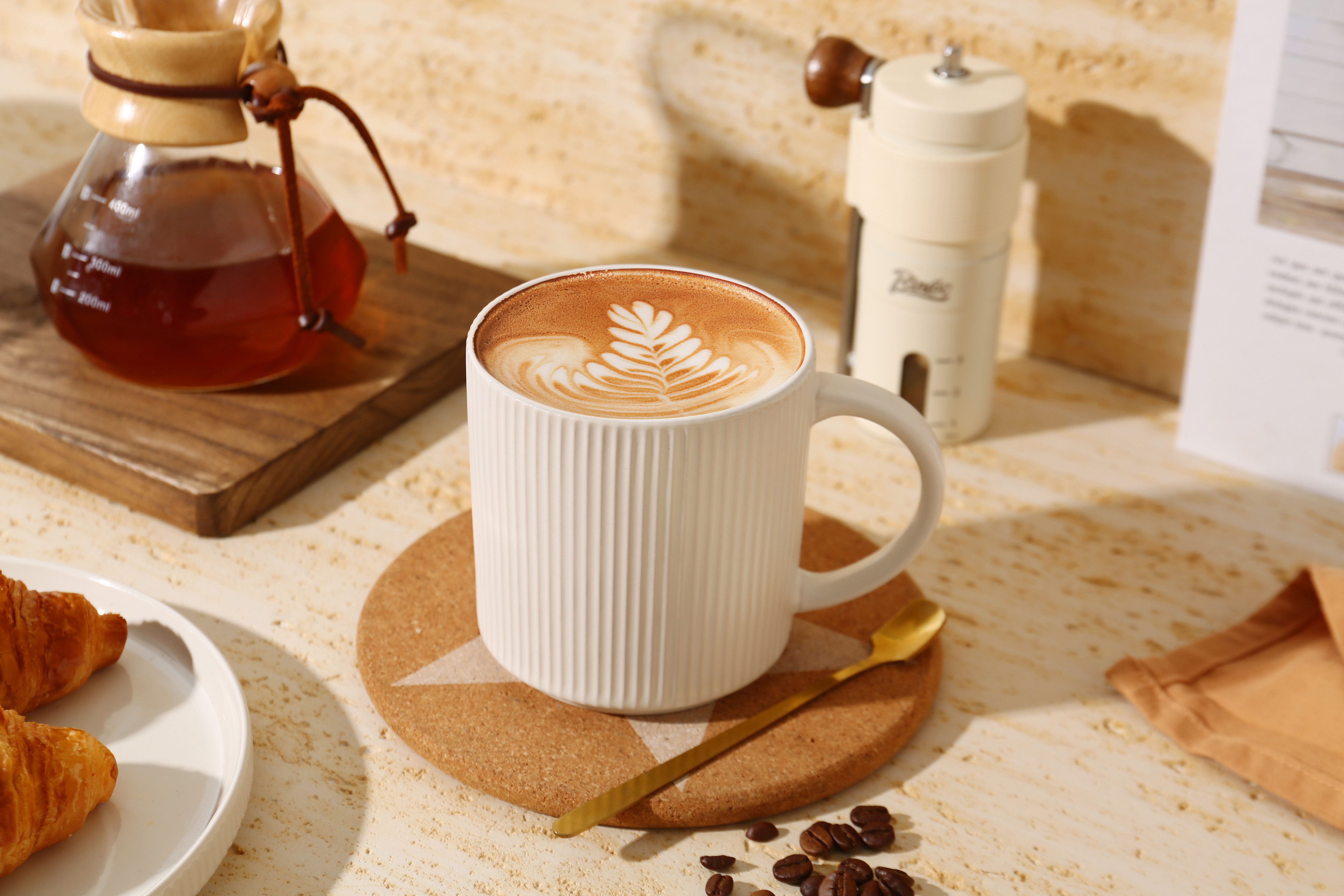 OTTO home Becher Kaffeebecher Ylvii, 6er Set, 6-tlg., Steinzeug, Riffeloptik, spülmaschinenfest und mikrowellengeeignet, 460 ml – Bild 5 von 5