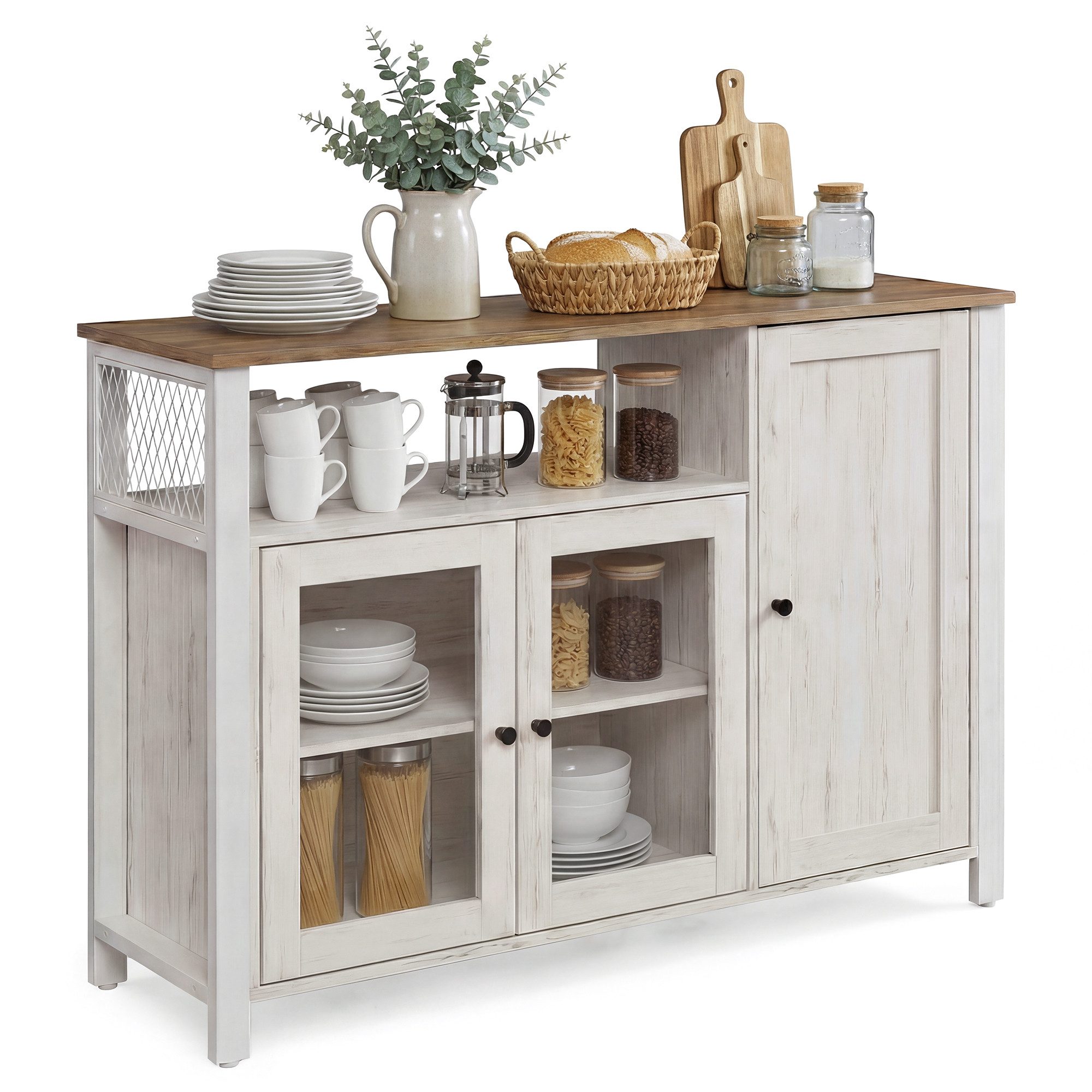 VASAGLE Buffet Küchenschrank Kommode, 110 x 33 x 75 cm, mit 3 Türen