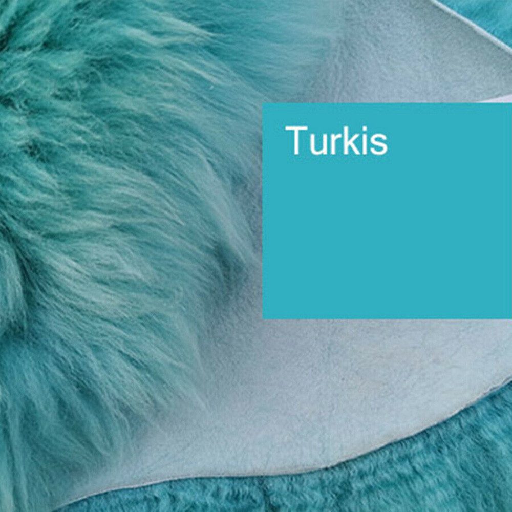Provellus Fellteppich Öko Lammfell Schaffell Felle Türkis Hellblau Echtes Fell L-XL, 80cm - 100cm