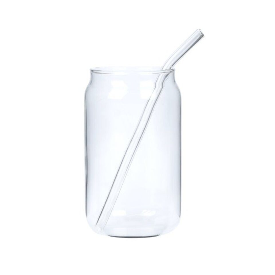Glas Trinkgläser-Set, mit Trinkhalm, 4- tlg.