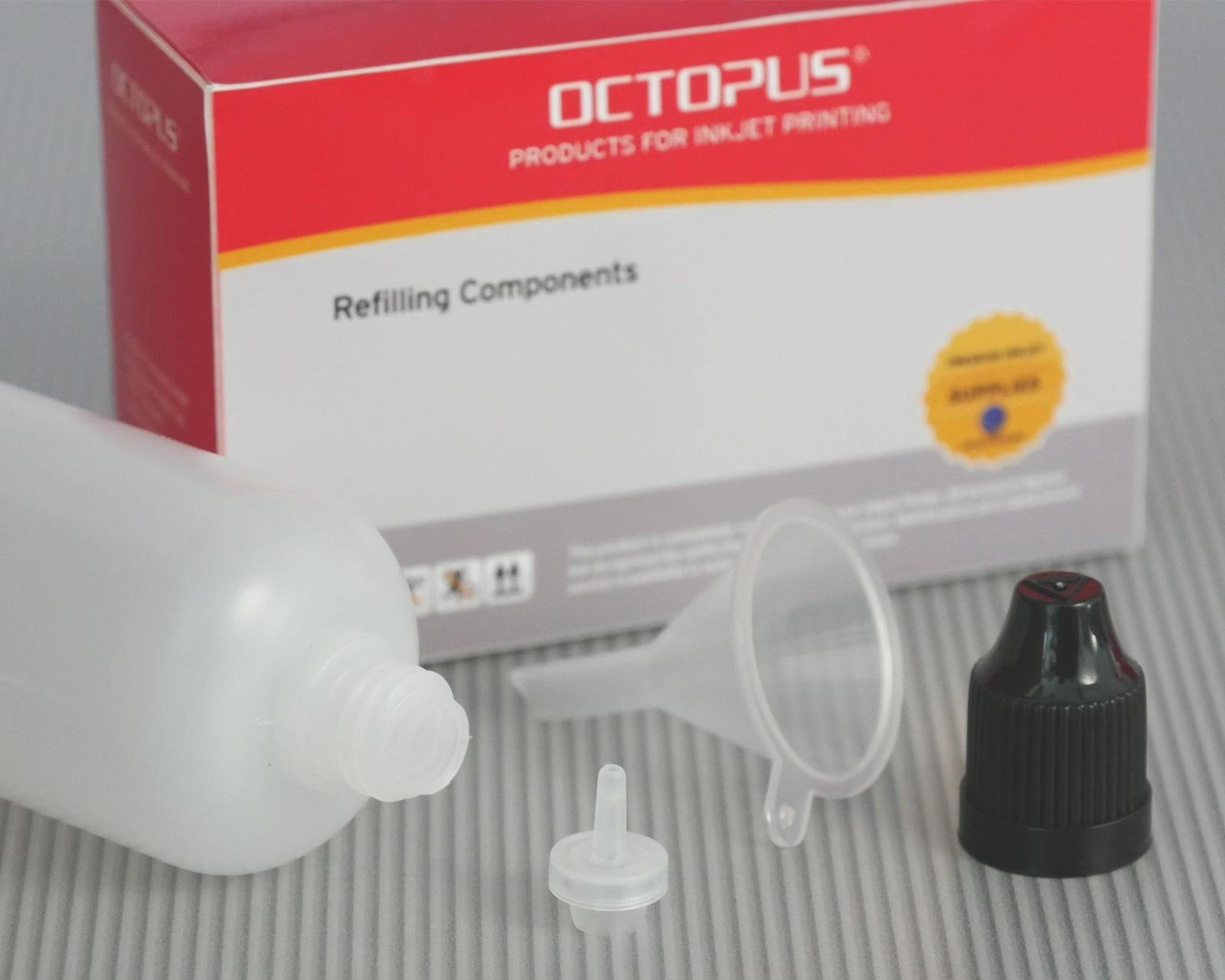 OCTOPUS Kanister Deckel Plastikflaschen LDPE, G14, Tropfeinsatz, 10 (10 1 St) schwarz, 100 ml