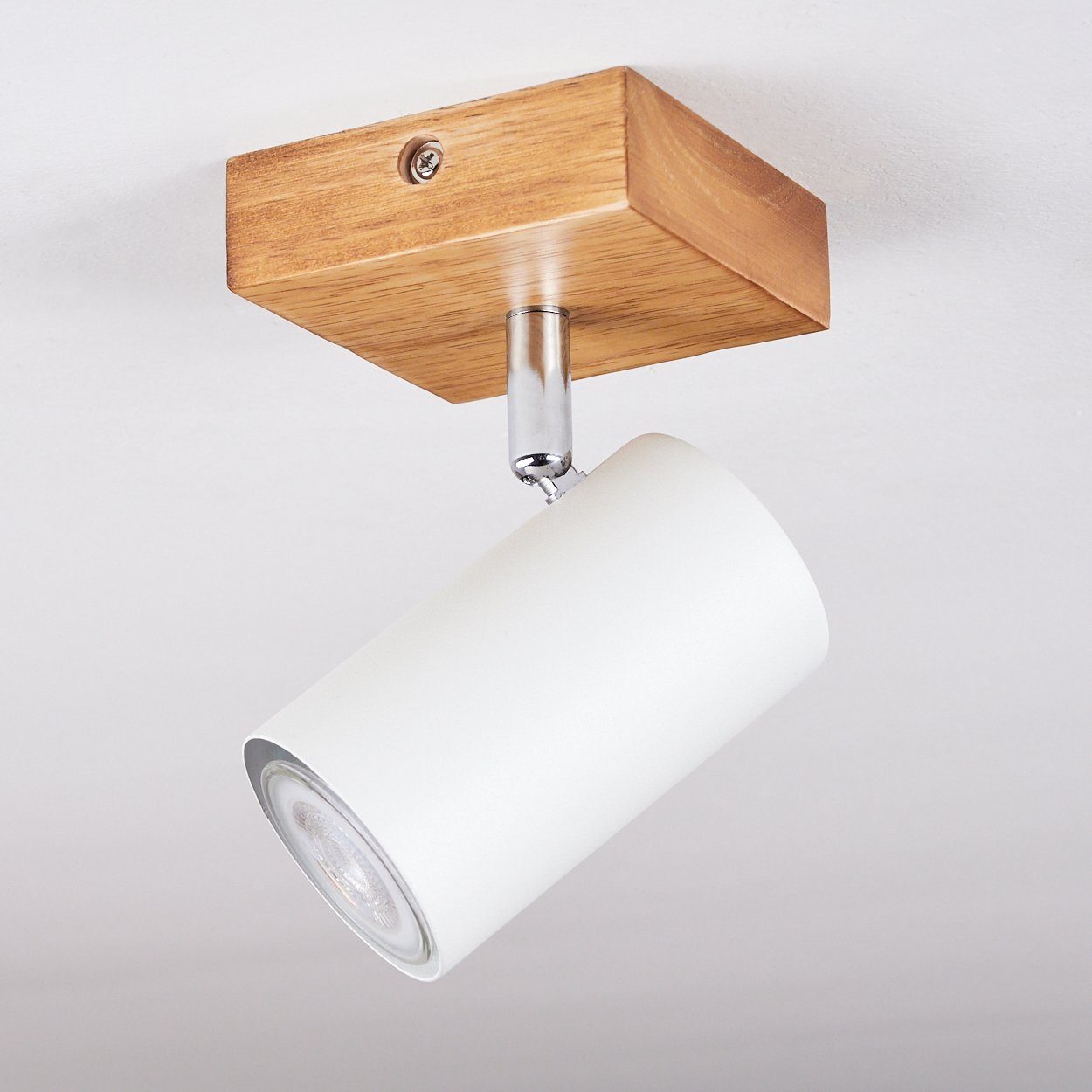 Deckenlampe aus »Godo« Zimmerlampe, ohne in und weiß hofstein Leuchtenkopf Metall dreh-/schwenkbar, GU10 Holz, ist Leuchtmittel, Deckenleuchte