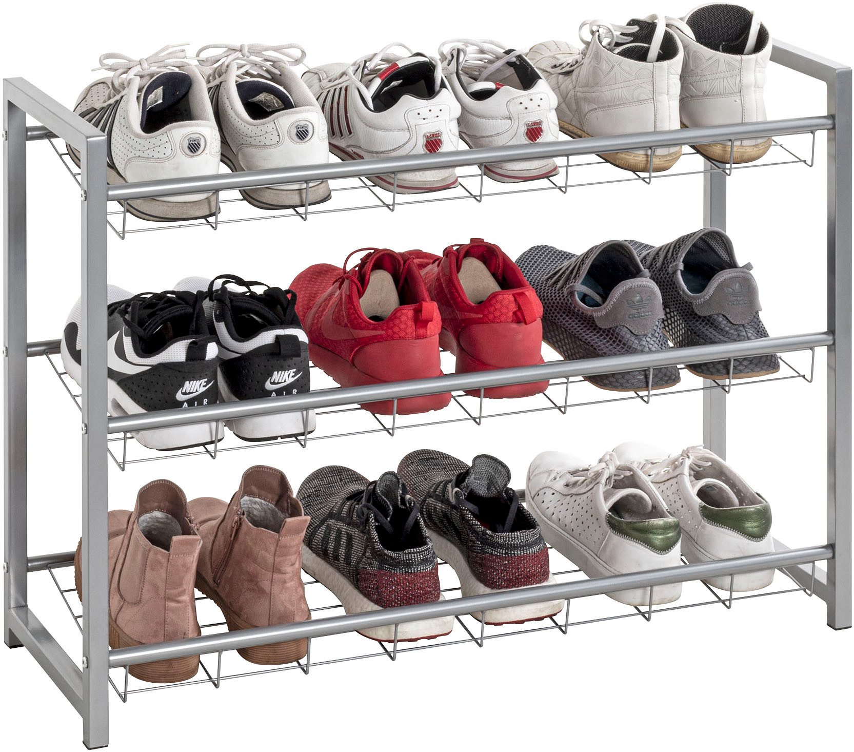 HAKU Schuhregal Schuhaufbewahrung, rechteckig - aus Metall Grau - B/T/H 80/30/60 cm – Bild 4 von 5