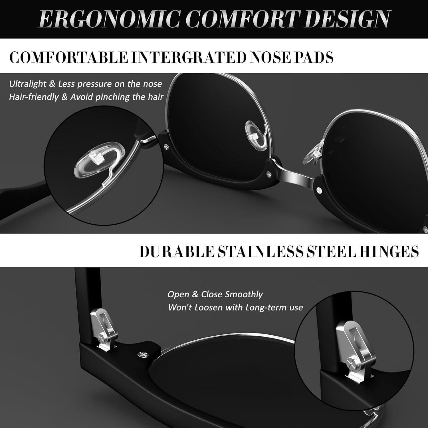 LuxusKollektion Retrosonnenbrille Sonnenbrille Retro Halbrahmen Schwarz Grau Silber