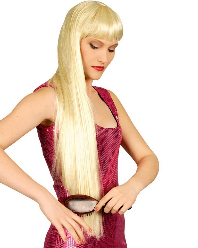 Das Kostümland Kostüm-Perücke Maxi Langhaar Frisur 'Lucienne' 75 cm, Blond  mit