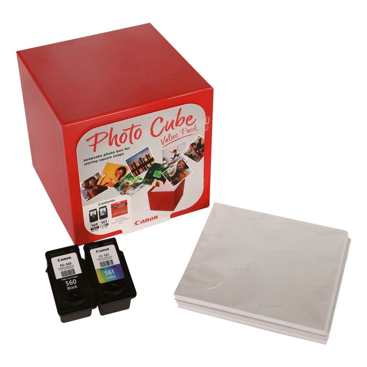 Canon PG-560 & CL-561 Tintenpatrone (Set, inkl. Fotopapier und Photo Cube)