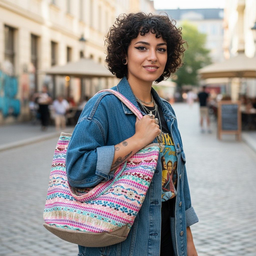 Guru-Shop Schultertasche Handgefertigte Boho Shopper Tragetasche,..