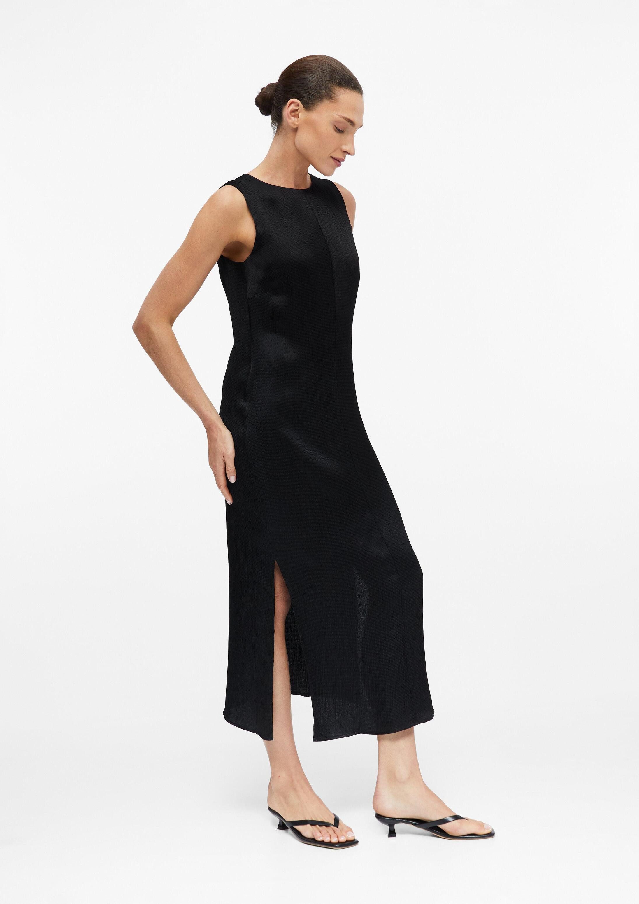 comma Maxikleid Kleid Kleid mit Crépestruktur und Schlitzen