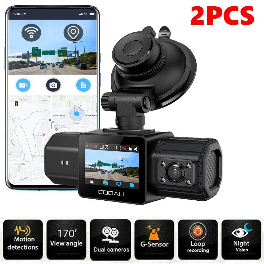COOAU Dashcam 1080P FULL HD Auto Nachtsicht Recorder Autokamera Unfall Cam Dashcam (HD, WLAN (Wi-Fi), 24Std.Parküberwachung/Bewegungserkennung,Super Nachtsicht, Volles 6G +1iR-Objektiv, G-Sensor, Loop-Aufnahm, WDR, Sichtwinkel 170)