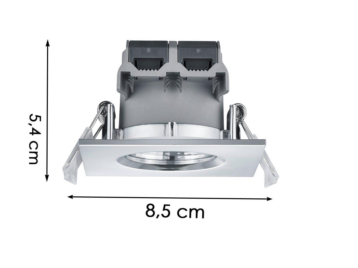 TRIO Leuchten LED Einbaustrahler, Dimmfunktion, LED fest integriert, Warmweiß, 4er-SET Deckeneinbauleuchte, Badlampe Decke Dusche Silber 8 x 8cm IP65