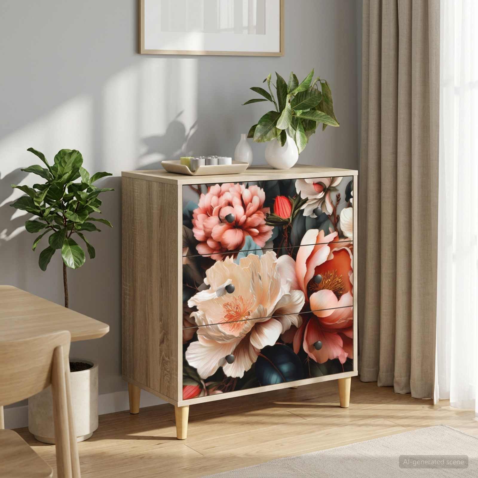 vidaXL Kommode 66 x 36,5 x 75 cm Kommode Schubladenschrank Sideboard BORNE Licht Pfin