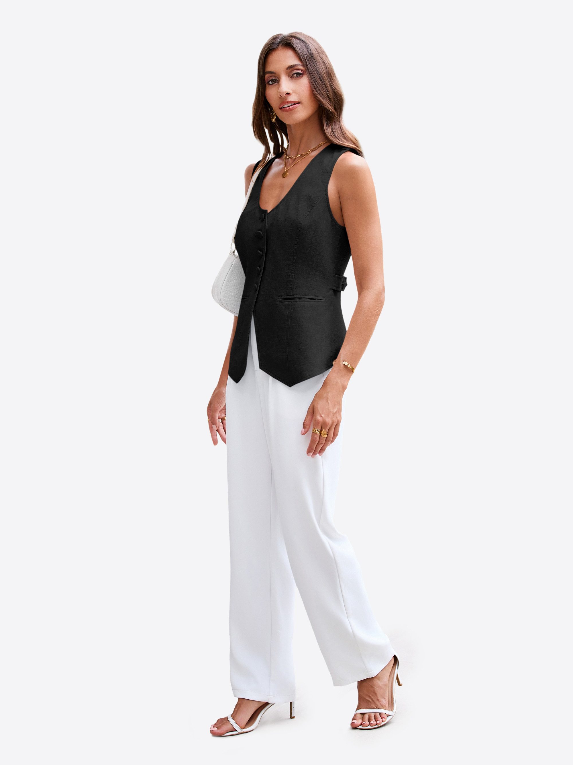 Imily Bela Anzugweste Damen Blazer-Weste mit Reverskragen (Packung, 1-tlg., 1per-Pack) mit Knöpfen