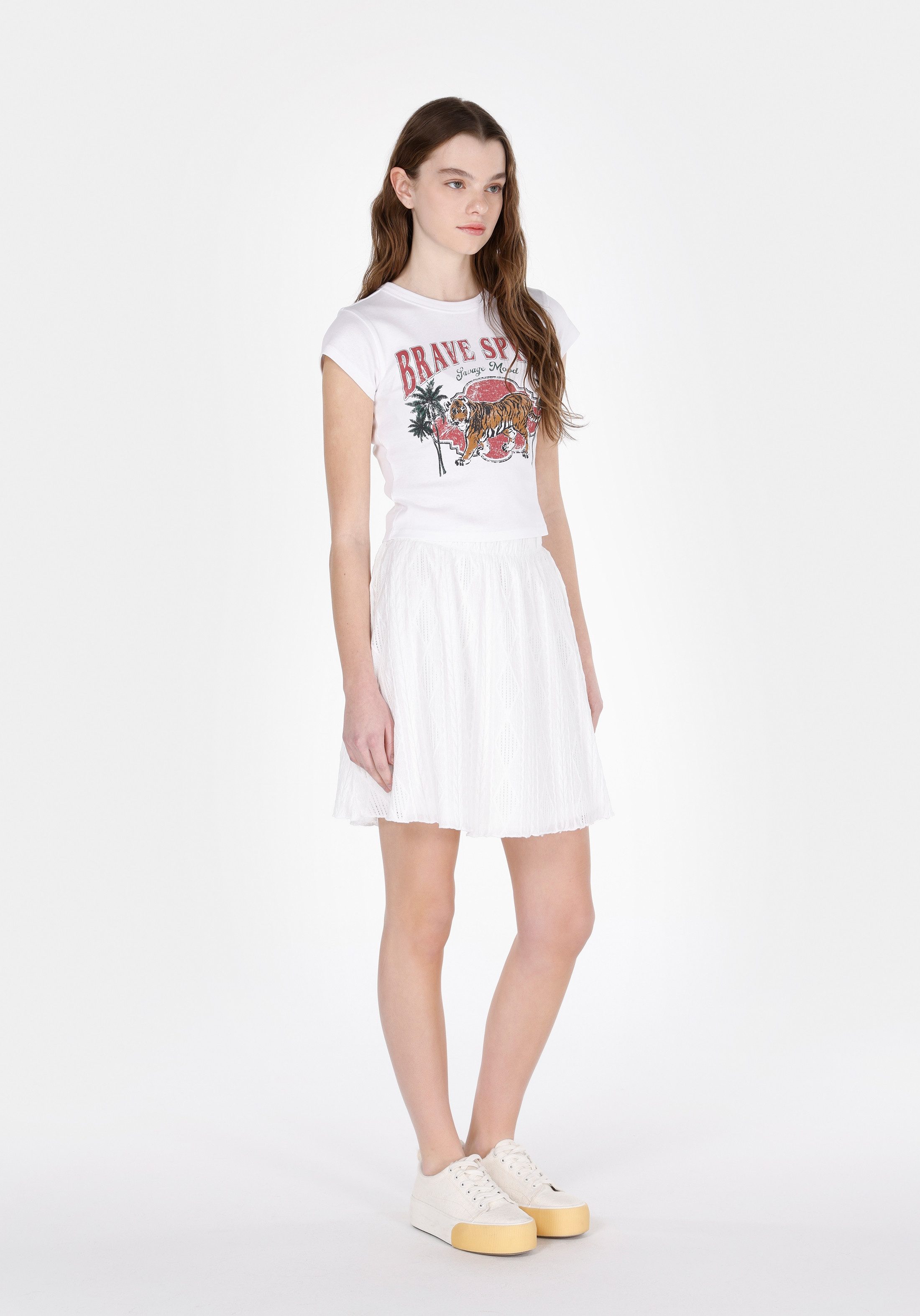 Colins T-Shirt Colins Slim Fit Rundhals bedrucktes Damen-Kurzarm-T-Shirt