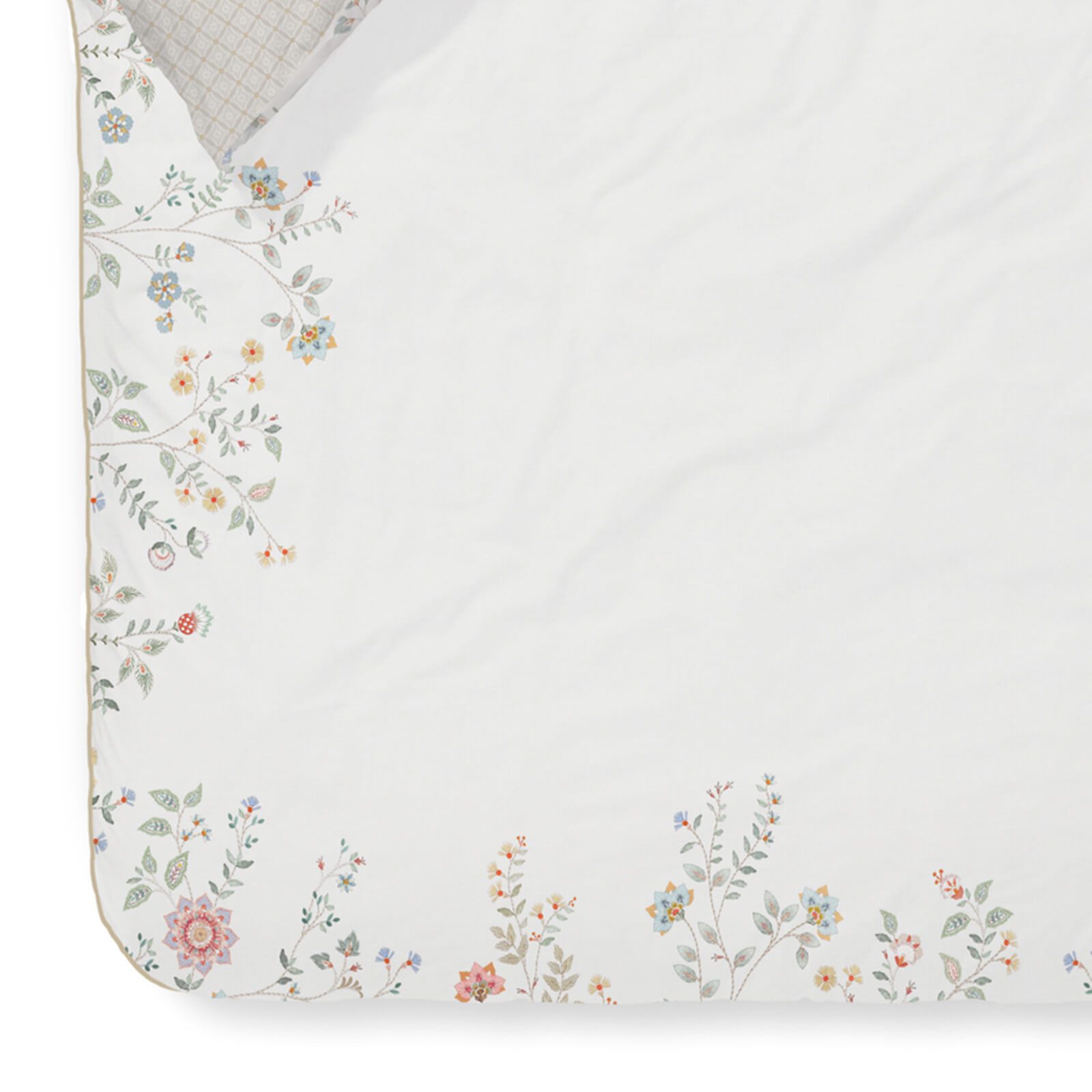 PiP Studio Bettwäsche Campo de Flores, Perkal, 2 teilig, Blüten, florale Elemente, am Rand