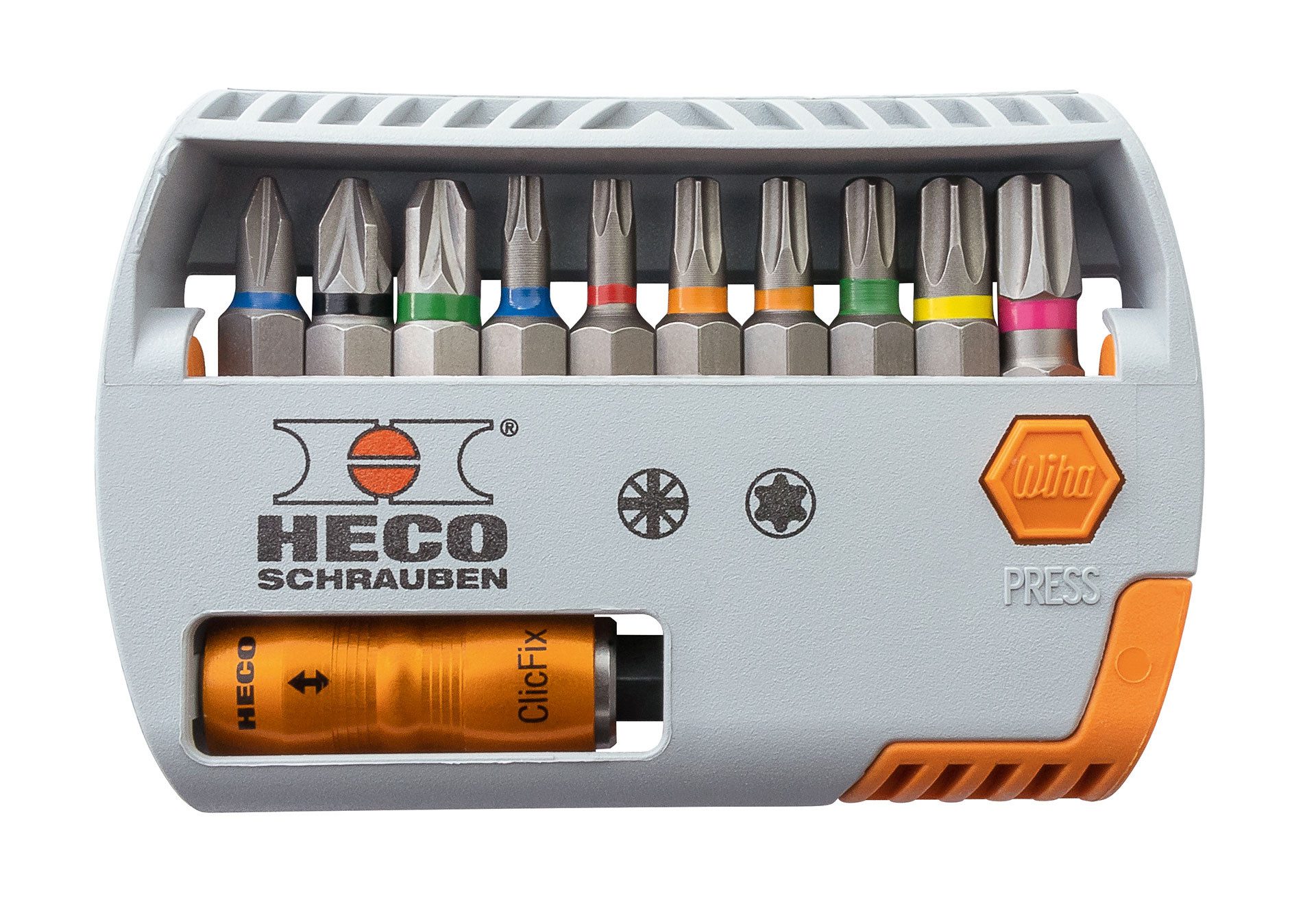 HECO Schrauben Bit-Set Bit-Selector HECO-Drive und Pozi-Drive, 11-teilig, farbkodiert, 11-St., mit Farbkodierung