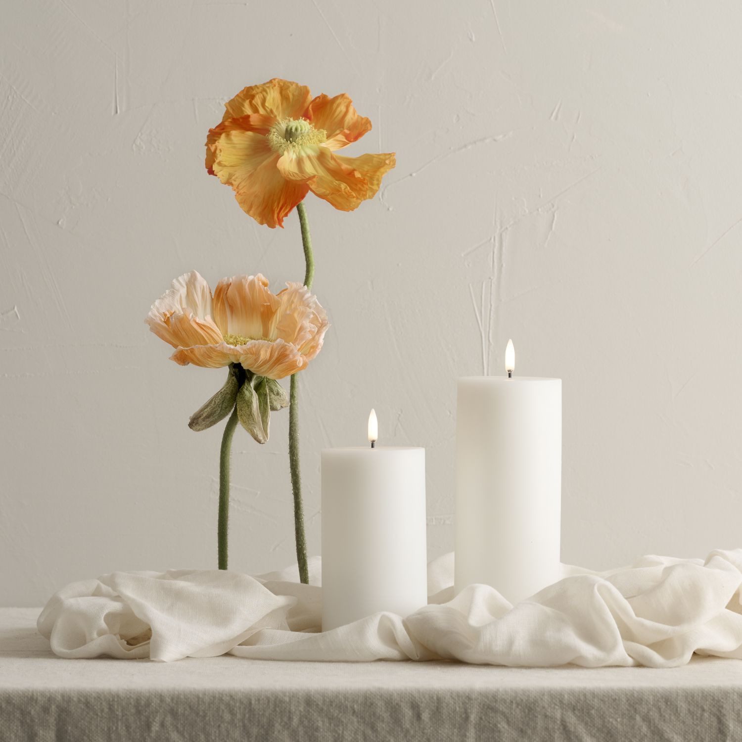 UYUNI Lighting LED-Kerze Echtwachs-Stumpenkerze Breit Nordic günstig online kaufen