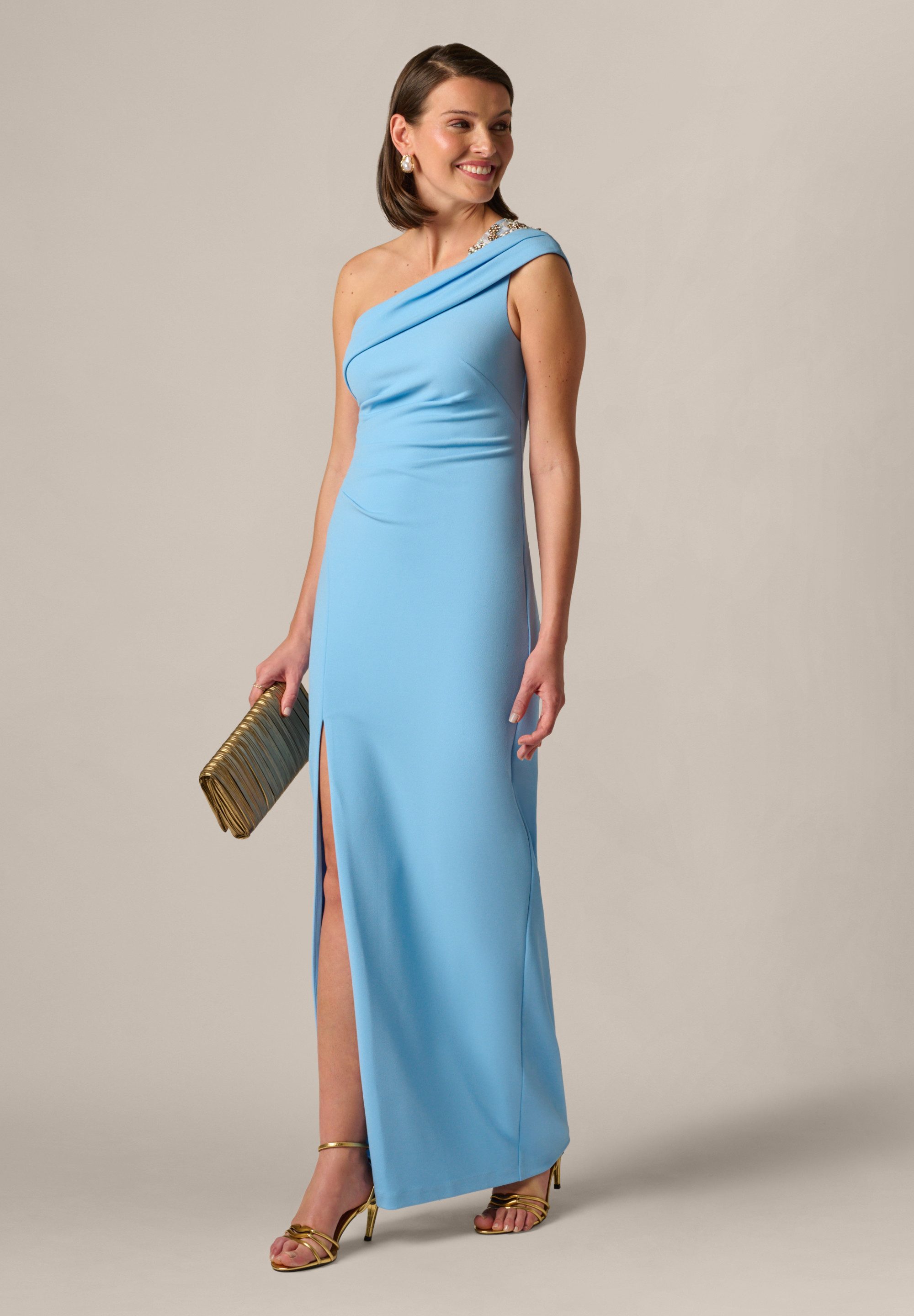 Adrianna Papell Abendkleid One Shoulder Crepe Gown Elegantes und modernes One Shoulder-Kleid