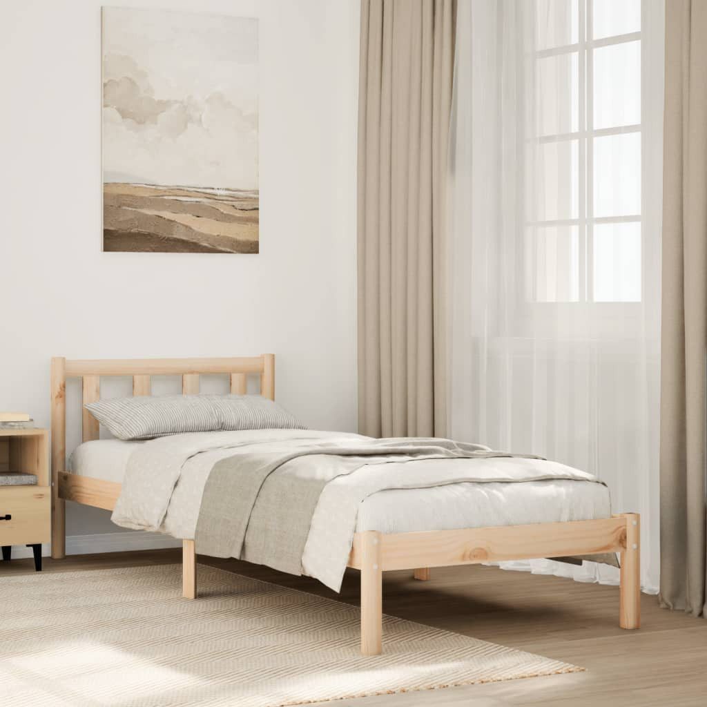 vidaXL Bettgestell vidaXL Massivholzbett Extra Lang ohne Matratze 80x220 Kiefernholz