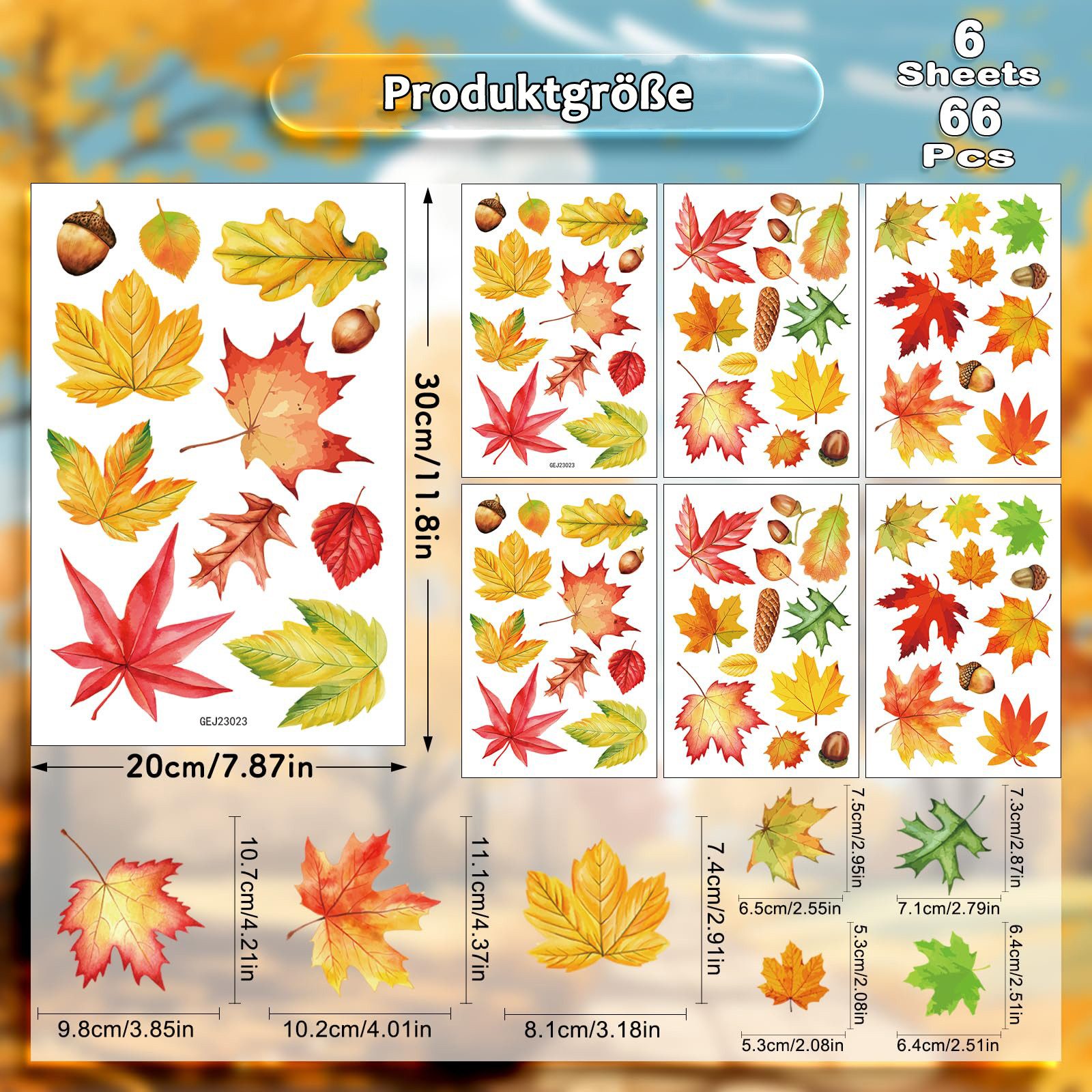 Sorvyzxn Fensterfolie Fensterbilder Herbst, Autumn Fensterbild Selbstklebend, Herbstdeko, Fenster Sticker Kinder, Fensteraufkleber Herbstliche Blätter – Bild 4 von 5