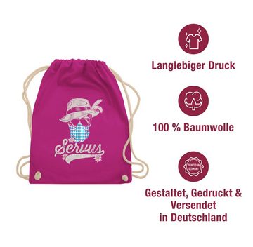 Shirtracer Turnbeutel Servus Totenkopf Bayern Edelweiß Trachten Bayrisch Tirol Bavaria, Mode für Oktoberfest Tasche