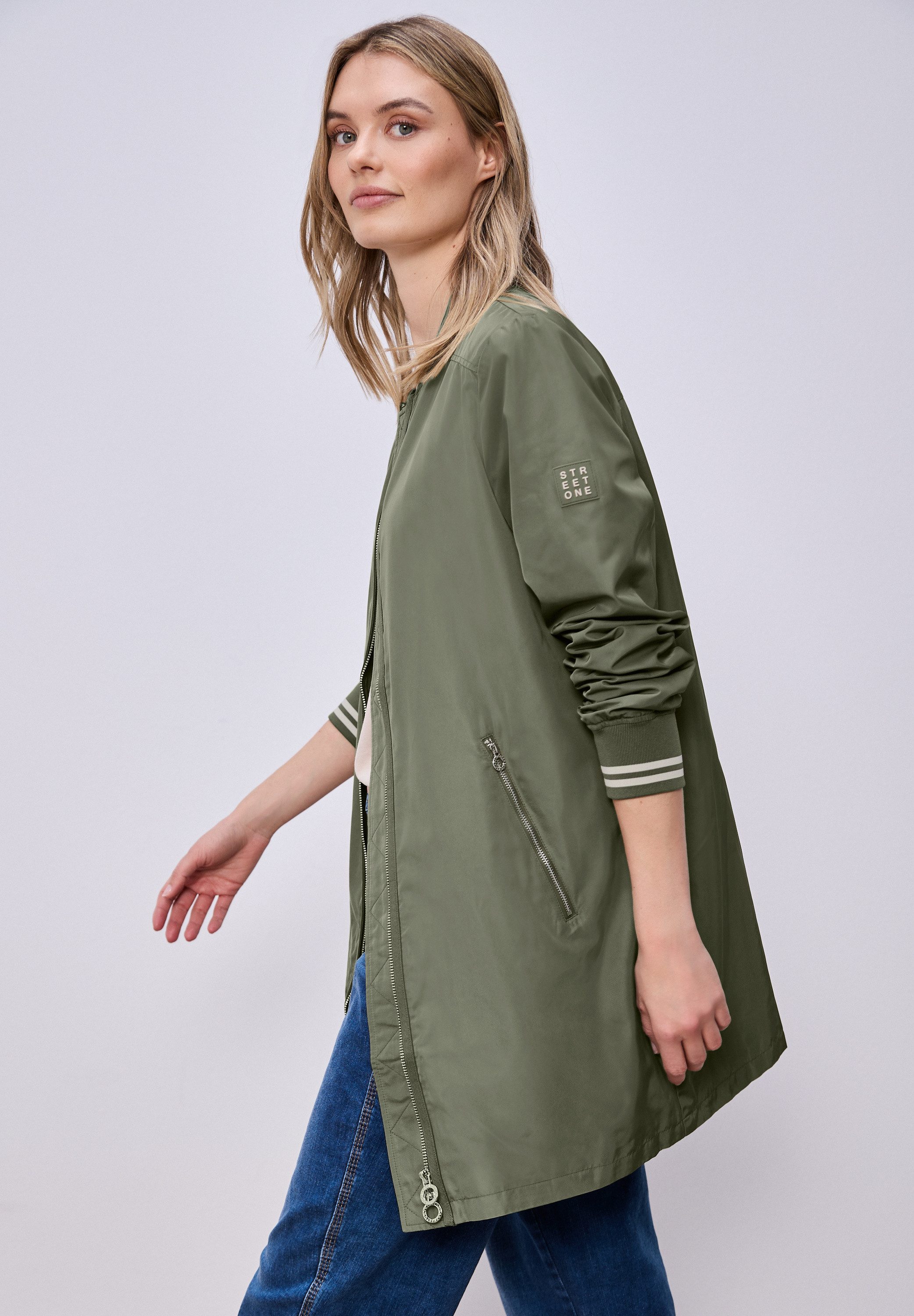 STREET ONE Langjacke bequeme Passform, 2‑Wege‑Reißverschluss