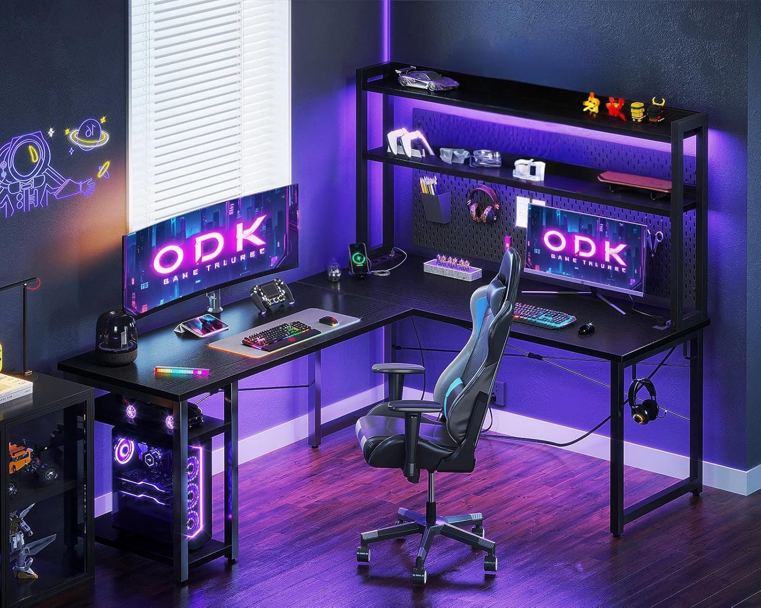 ODK Eckschreibtisch mit Stall, Reversibel Gaming günstig online kaufen