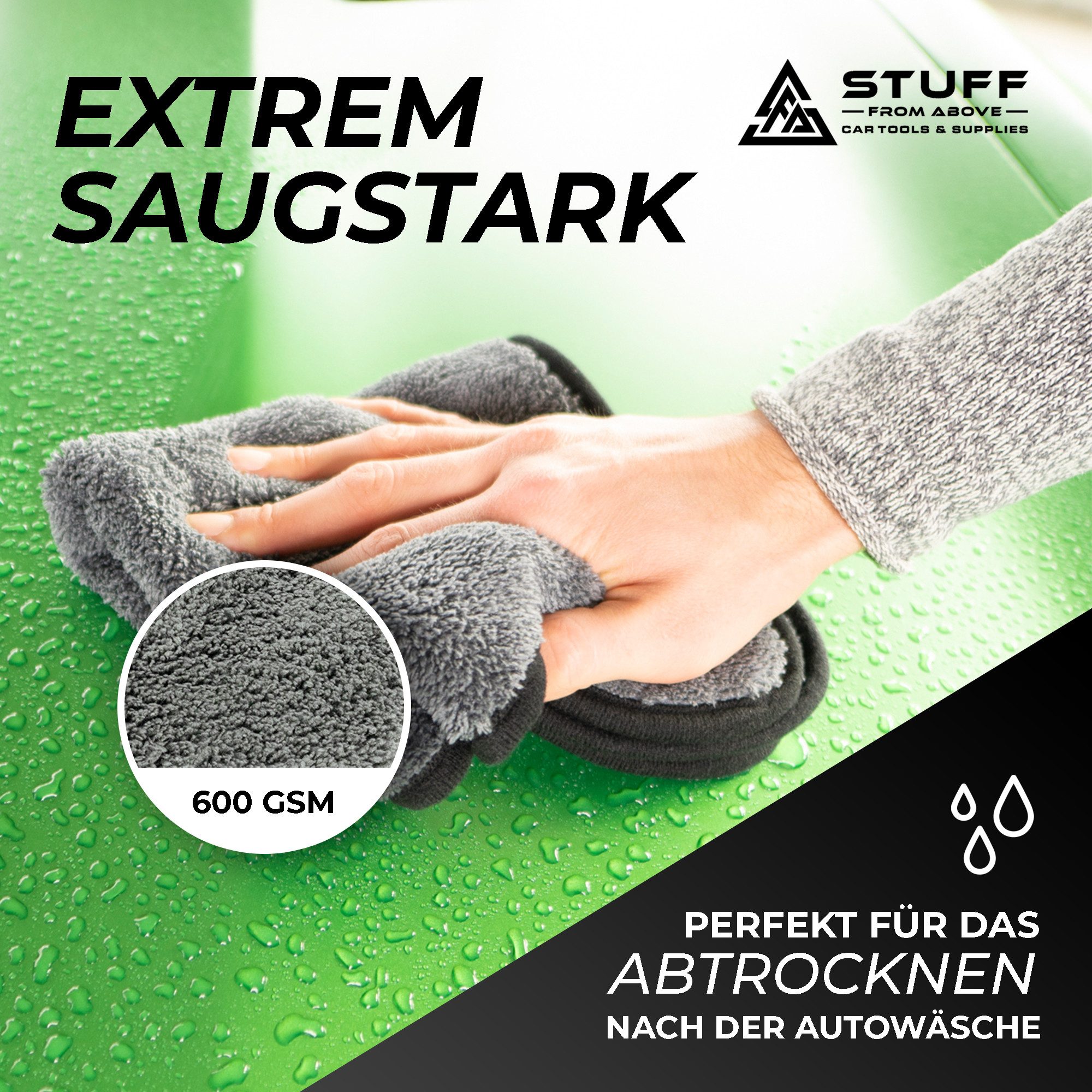 stuff from above 2er Set Mikrofasertücher für das Auto 600GSM 40x40cm Mikrofasertuch (Mikrofaser Tuch zum Polieren, Trocknen und Reinigen, Reinigungstücher extr – Bild 2 von 5