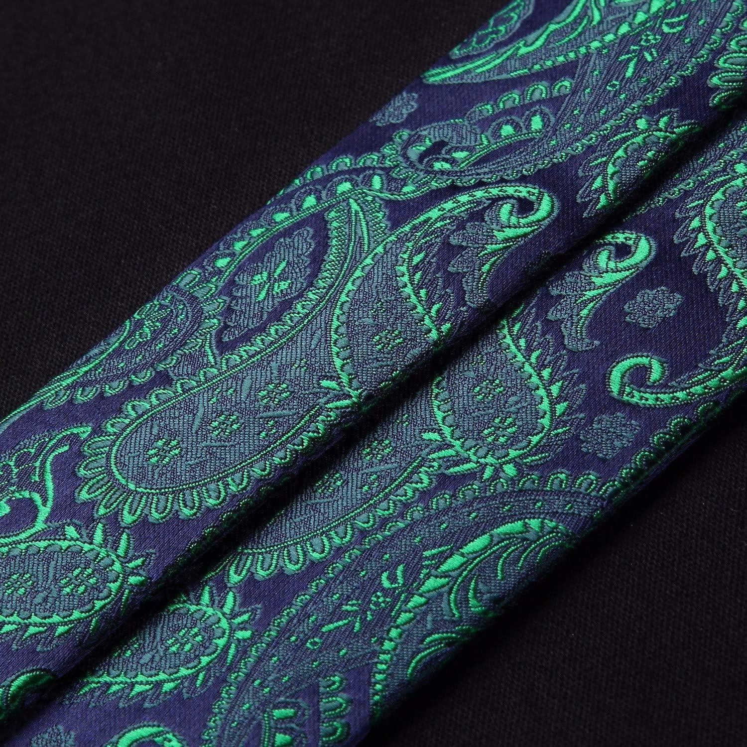 LuxusKollektion Krawatte Hosenträger Herren 3,5cm 6 Clips Y Form 3er Einheitsgröße Grün Paisley