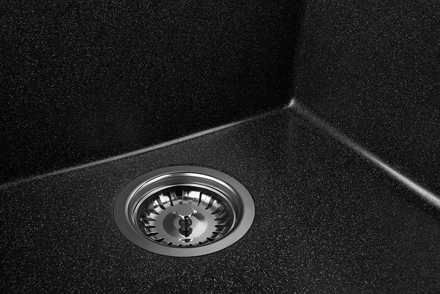 Einbaugranitspüle Schwarz klein wählbar Eckig Möbel Granitspüle Granitspüle Faizee Küchenspüle 44x46+Armatur