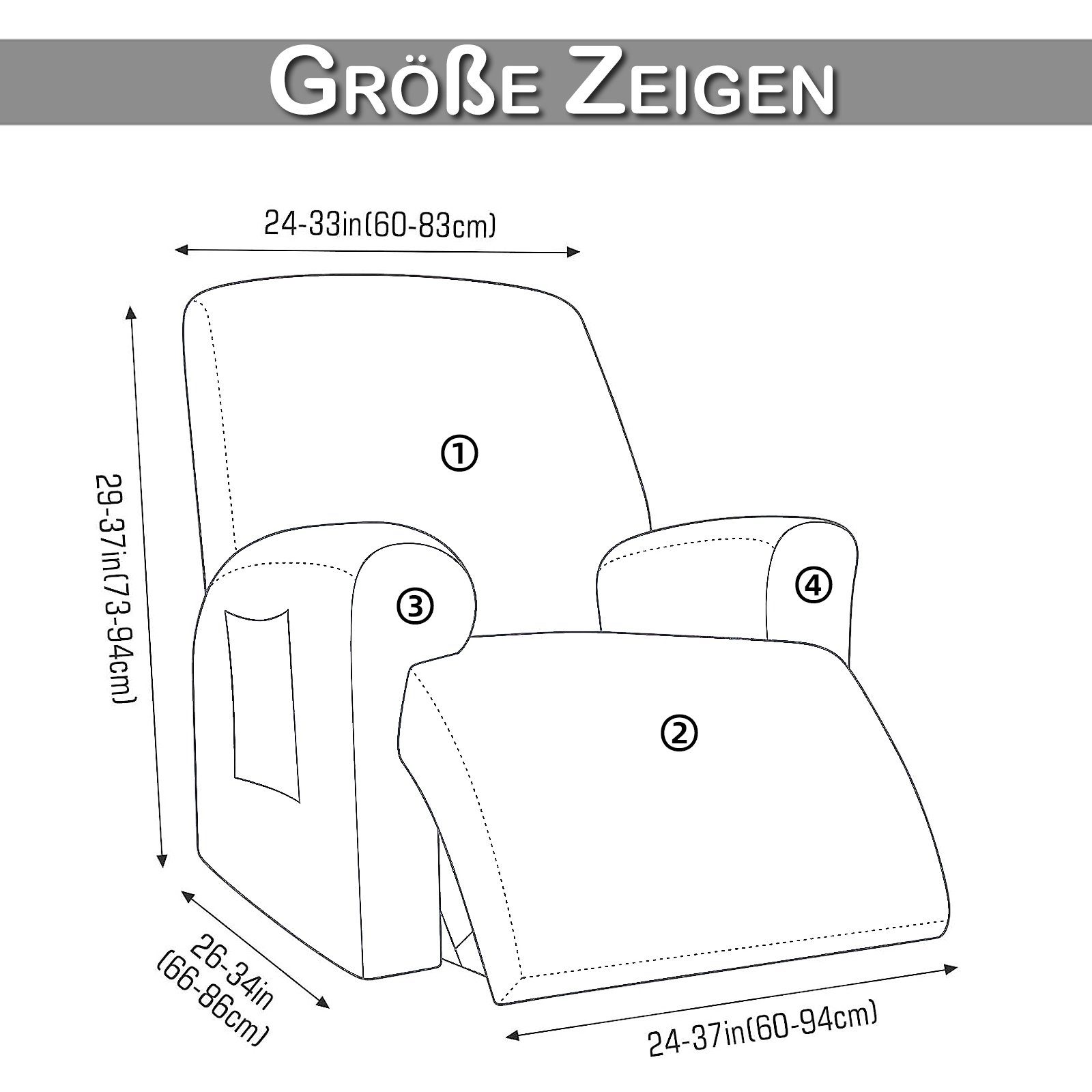 Dunkelgrau Einfarbig, Sesselhusse Möbelschutz Teile 4 5 BTTO, für Jacquard- Relaxsesselhusse Stretch Heimdekoration Liegestuhlbezug Farben